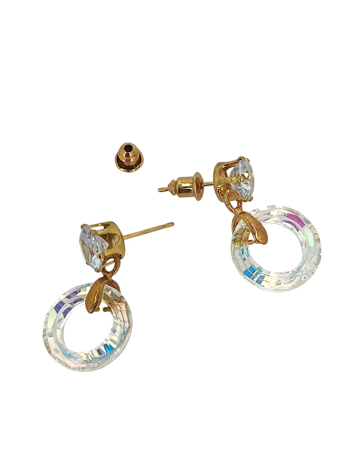 Gold Plated Sky Blue Ring Shape Hoop Earrings