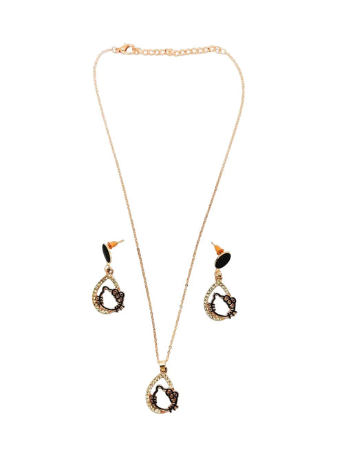 CZ Kitty Chain Pendant Set