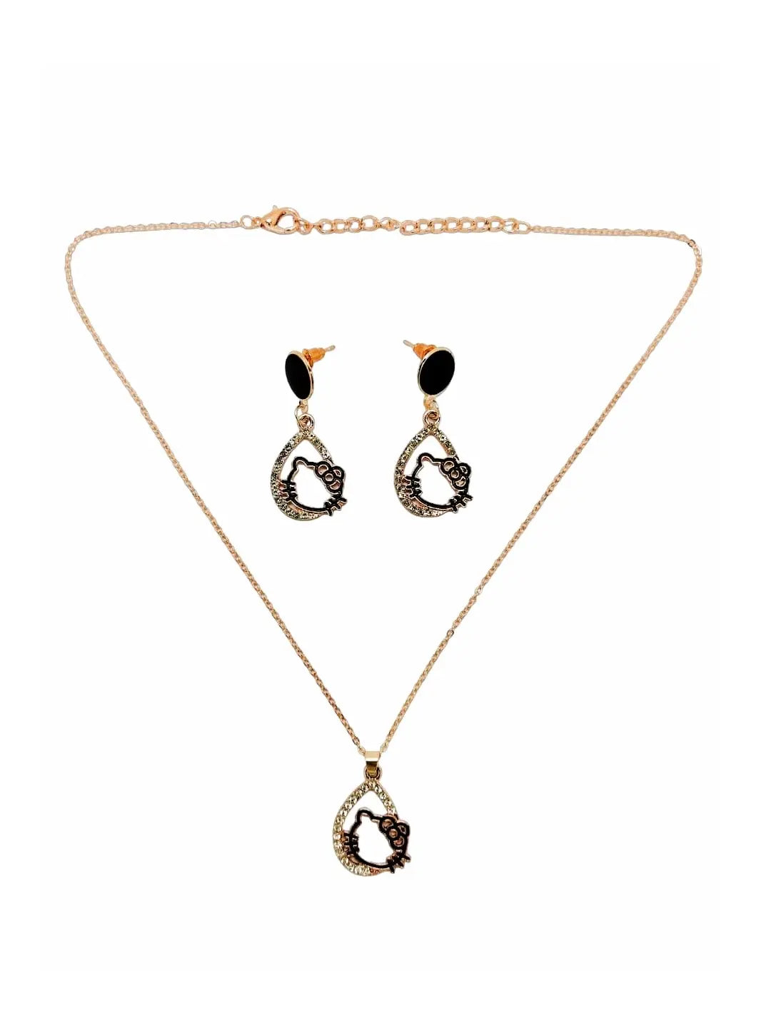 CZ Kitty Chain Pendant Set
