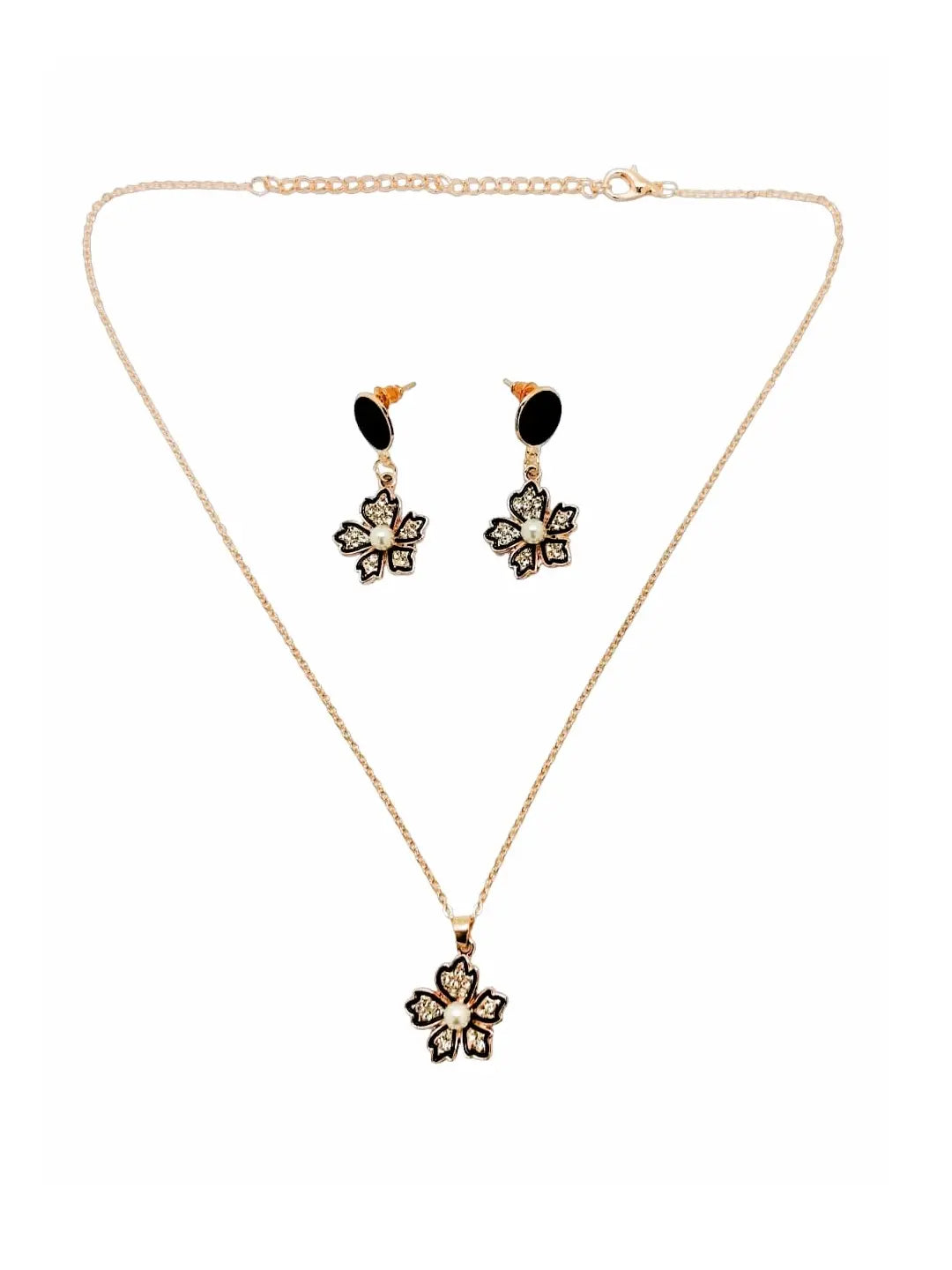 CZ Floral Chain Pendant Set