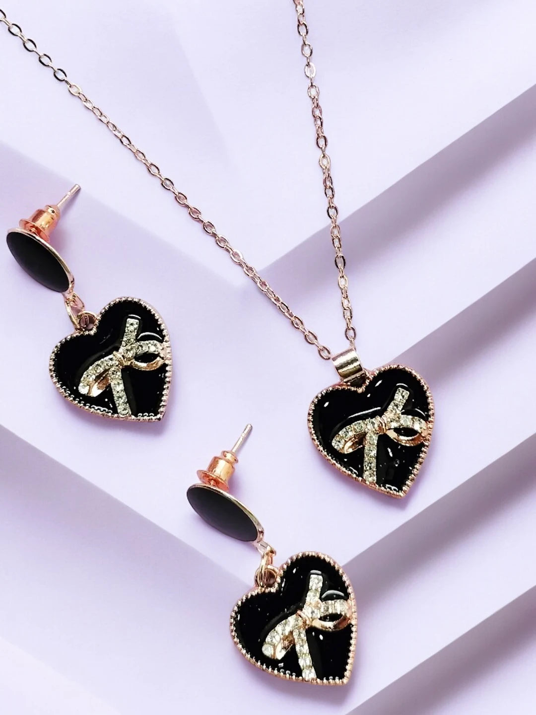 CZ Heart Chain Pendant Set