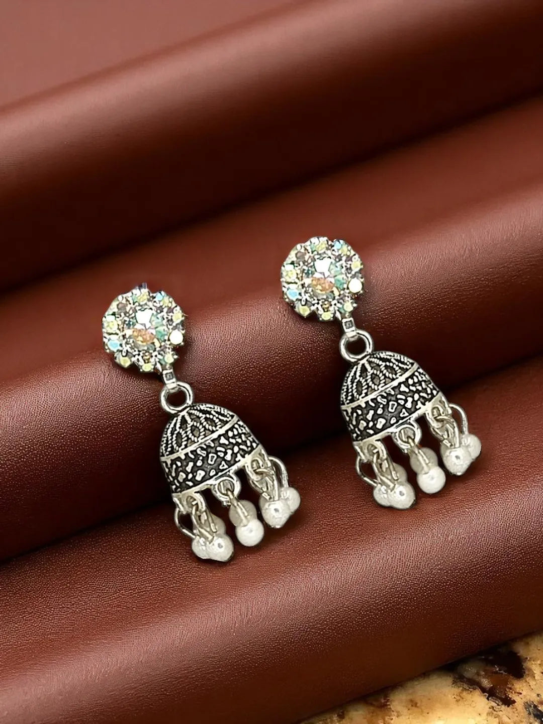 Silver Color Of Pearls Jumki