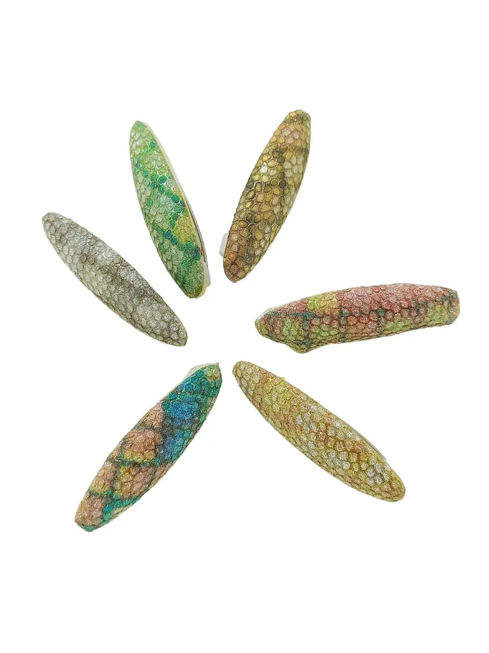 Multicolor Oval Saree Pin Sets with Textured Finish