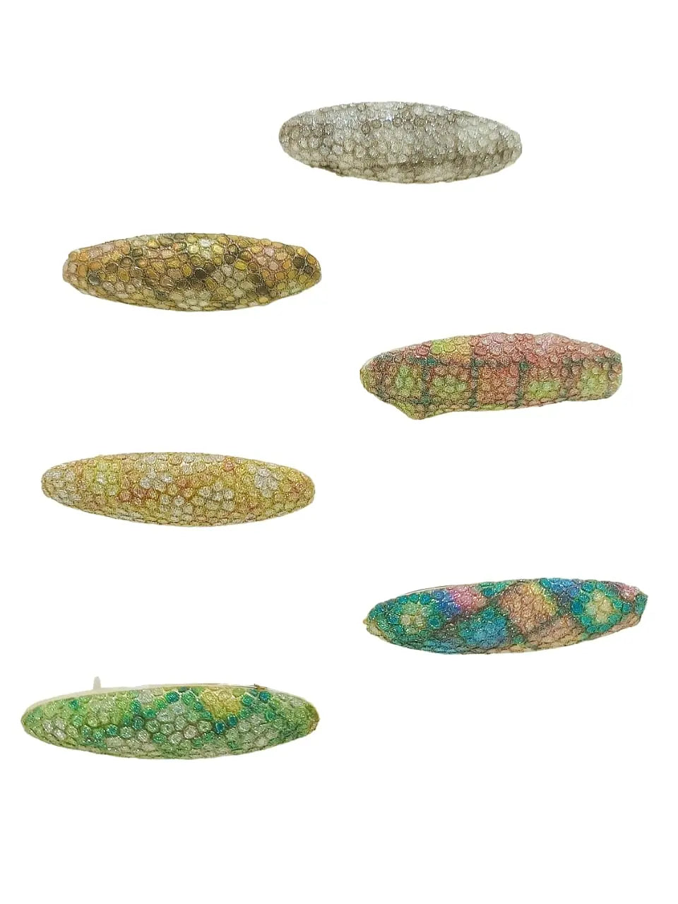 Multicolor Oval Saree Pin Sets with Textured Finish