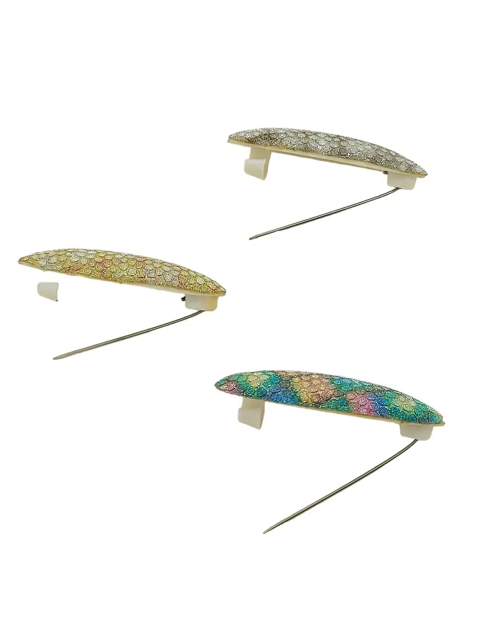 Multicolor Oval Saree Pin Sets with Textured Finish