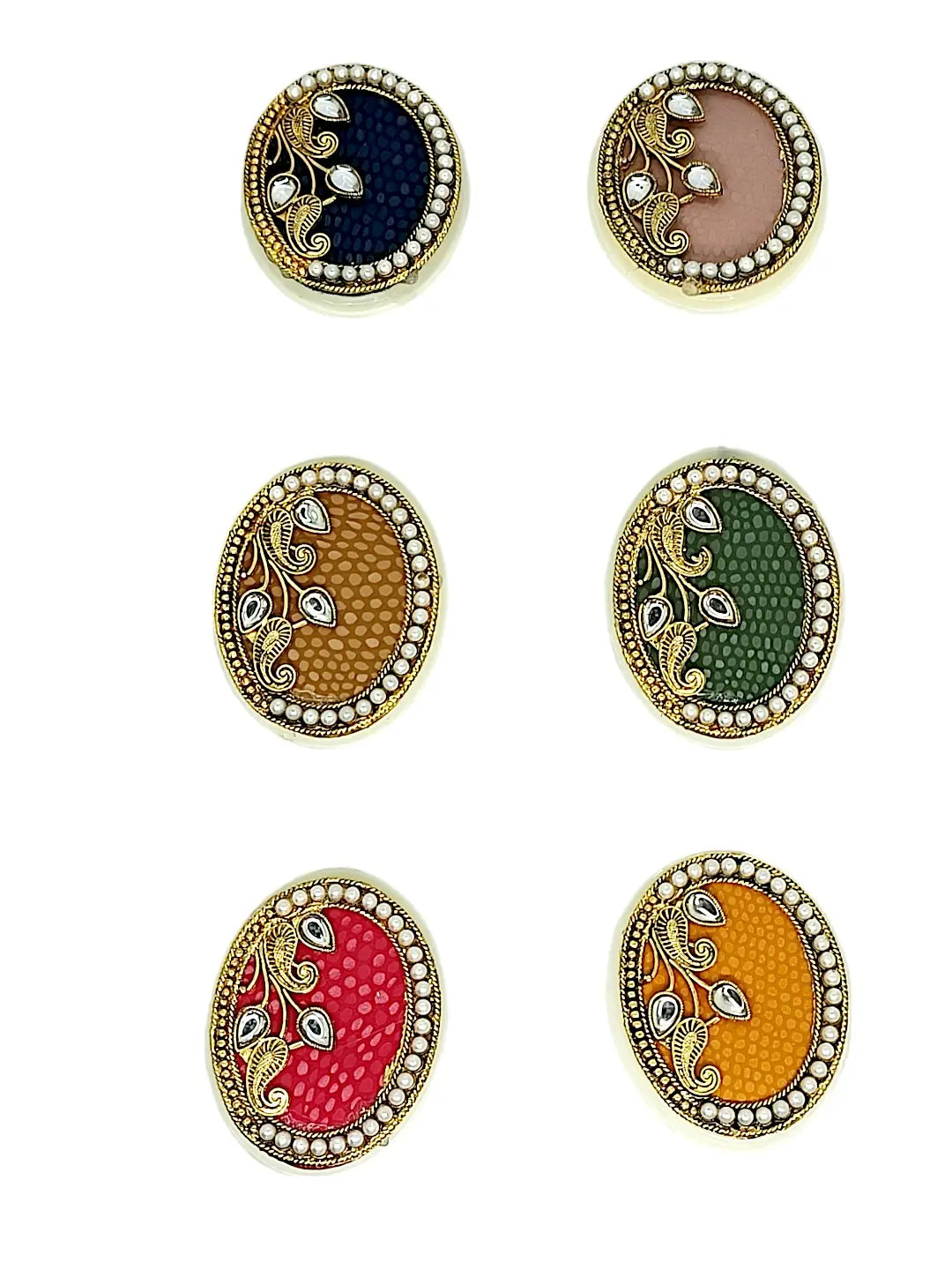 Circular Multicolor Saree Pin Set with Pearls  Designs