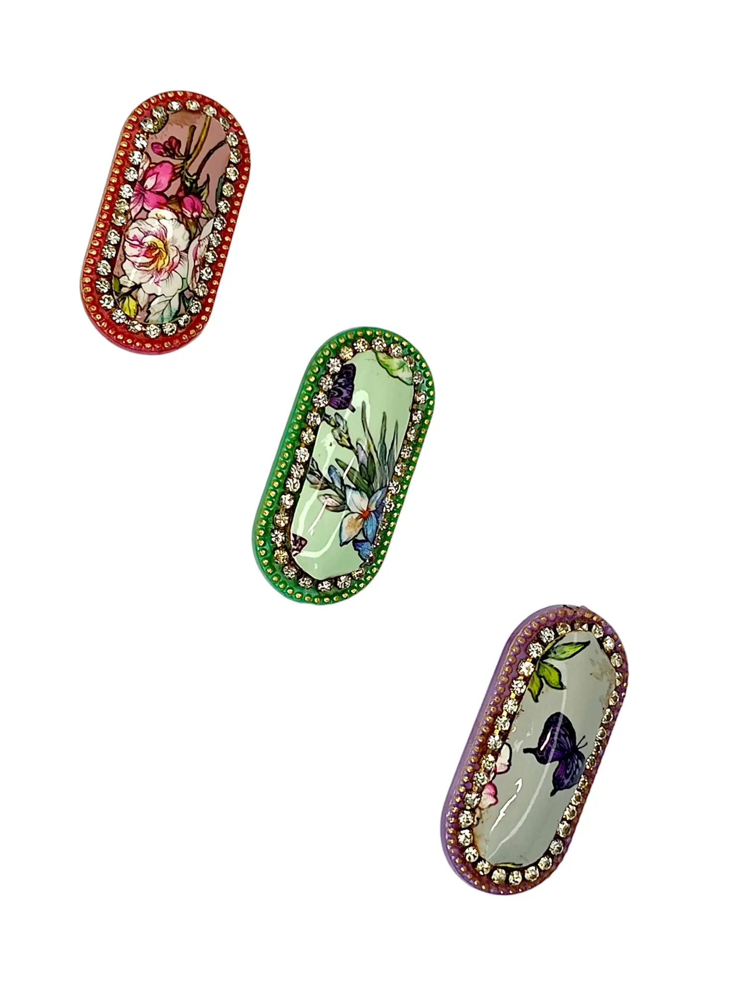 Oval Floral Multicolor Saree Pin Set