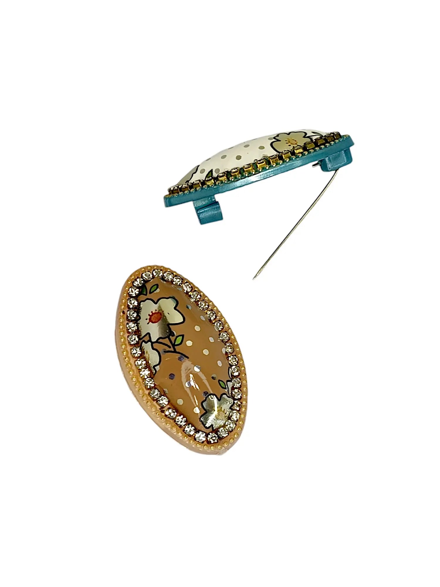 Oval Saree Pin Multicolor Sets with Pearls