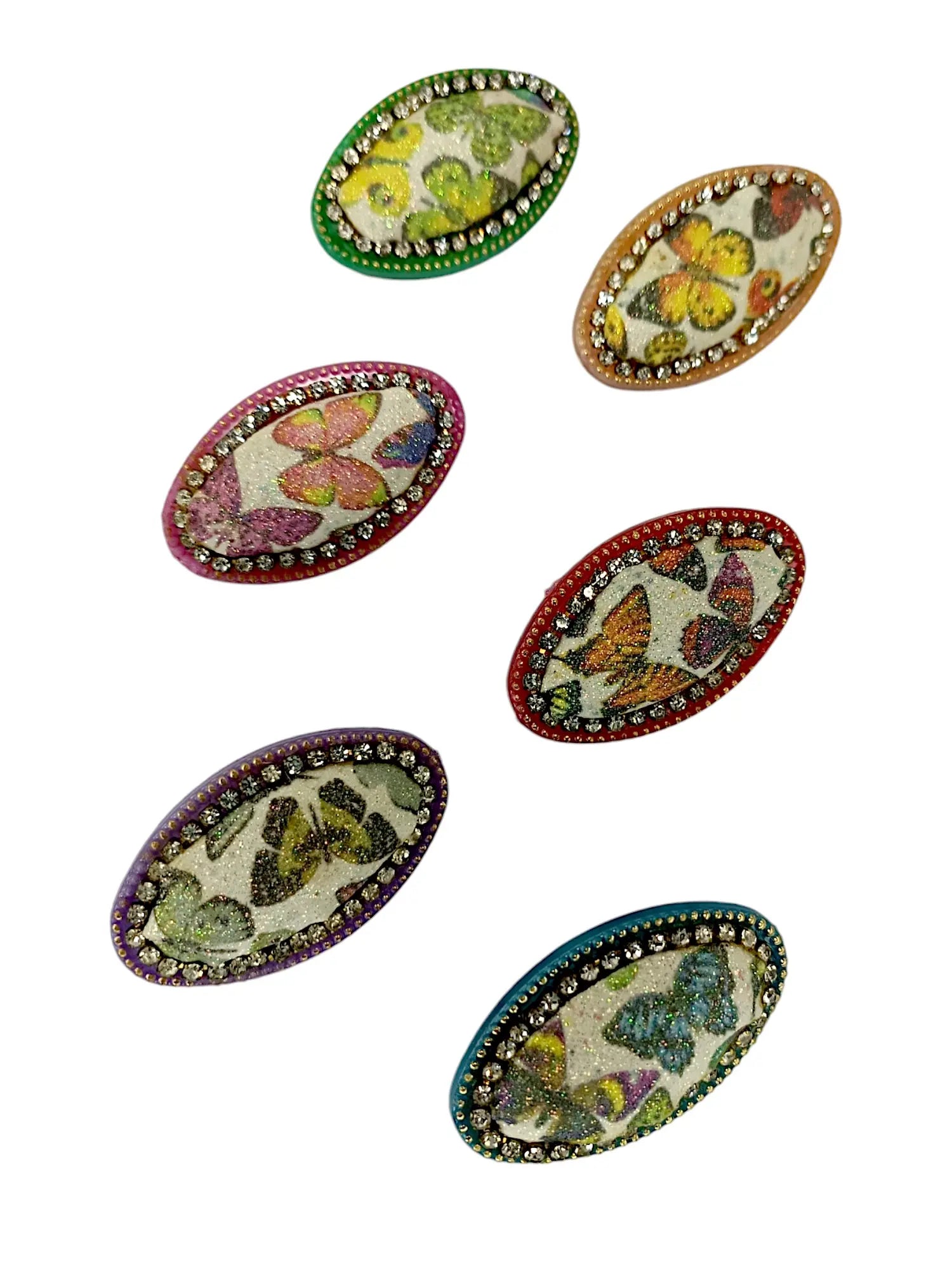 Multicolor Oval Saree Pin Set with Pearls