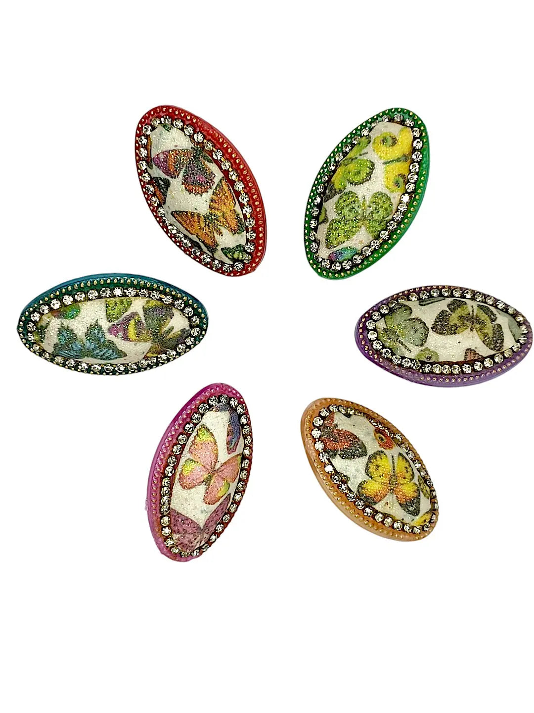 Multicolor Oval Saree Pin Set with Pearls