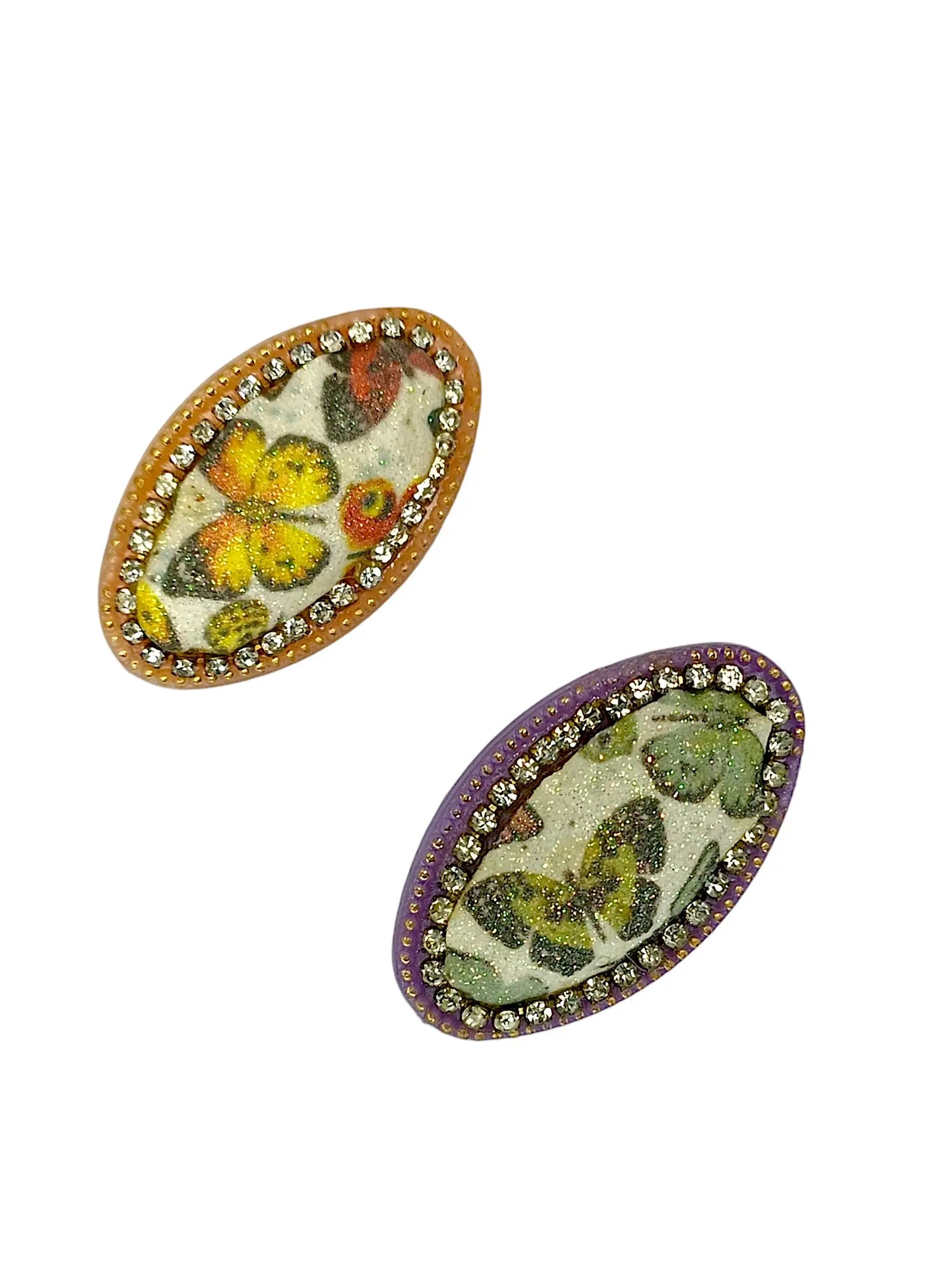 Multicolor Oval Saree Pin Set with Pearls