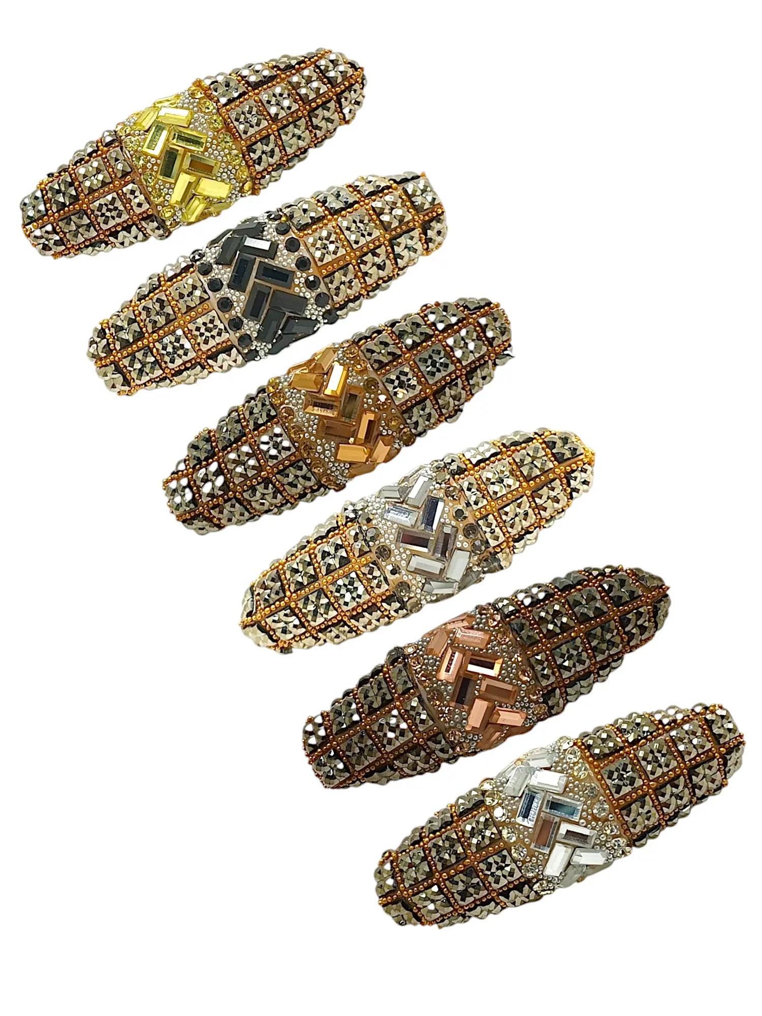 6-Piece Multicolor Oval Rhinestone Saree Pin Sets