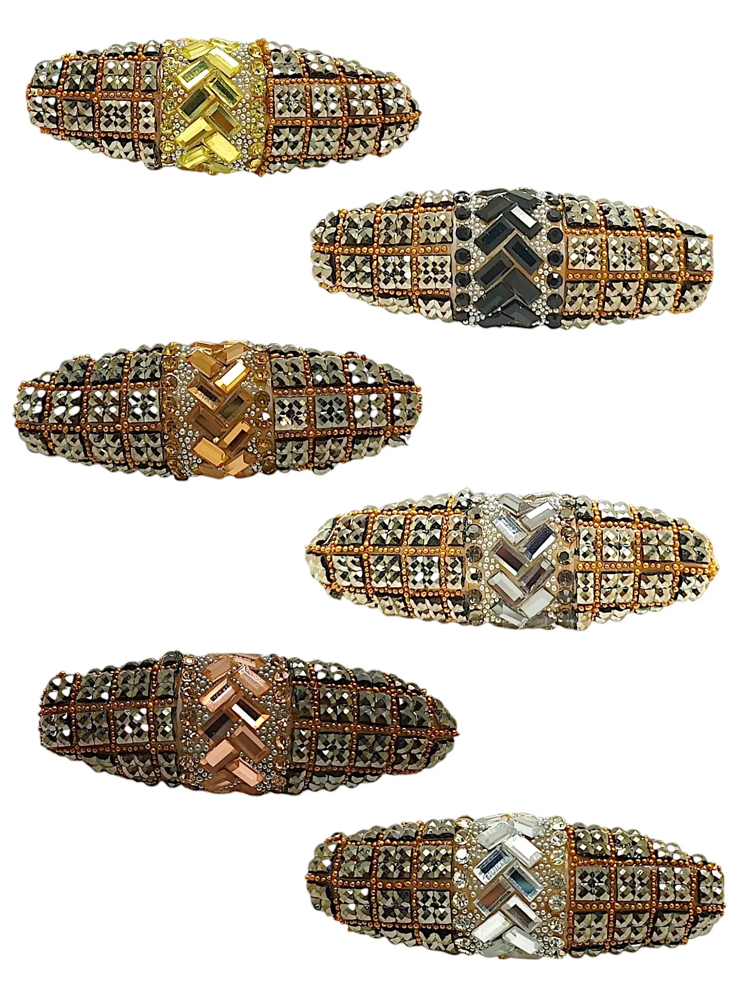 6-Piece Multicolor Oval Rhinestone Saree Pin Sets