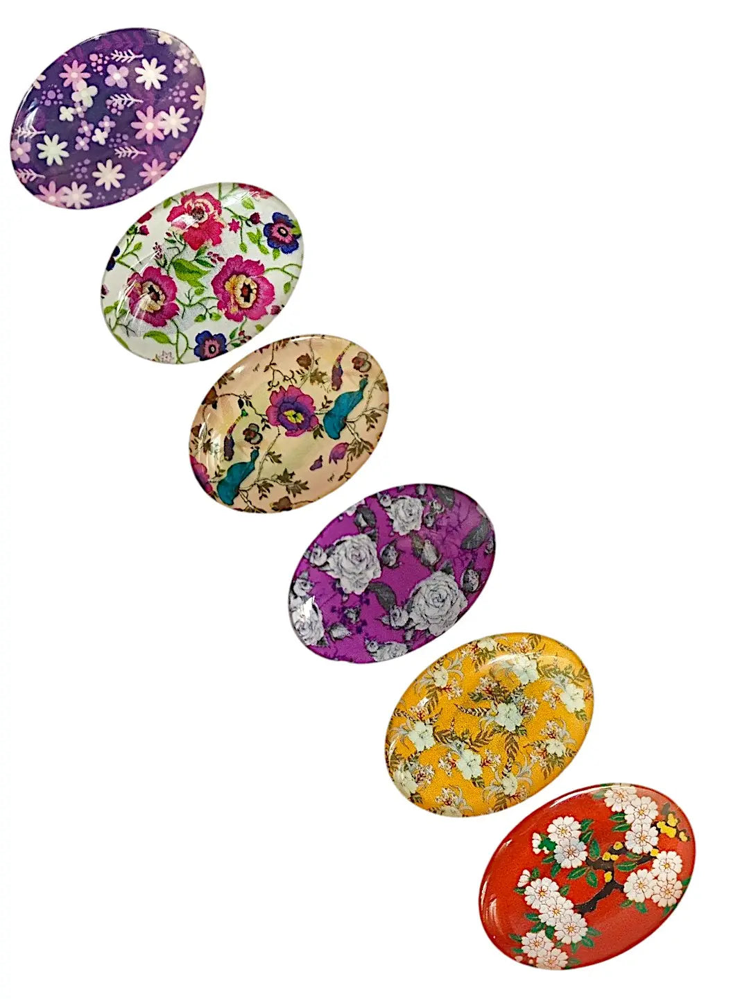 Multicolor Oval Floral Saree Pin Set
