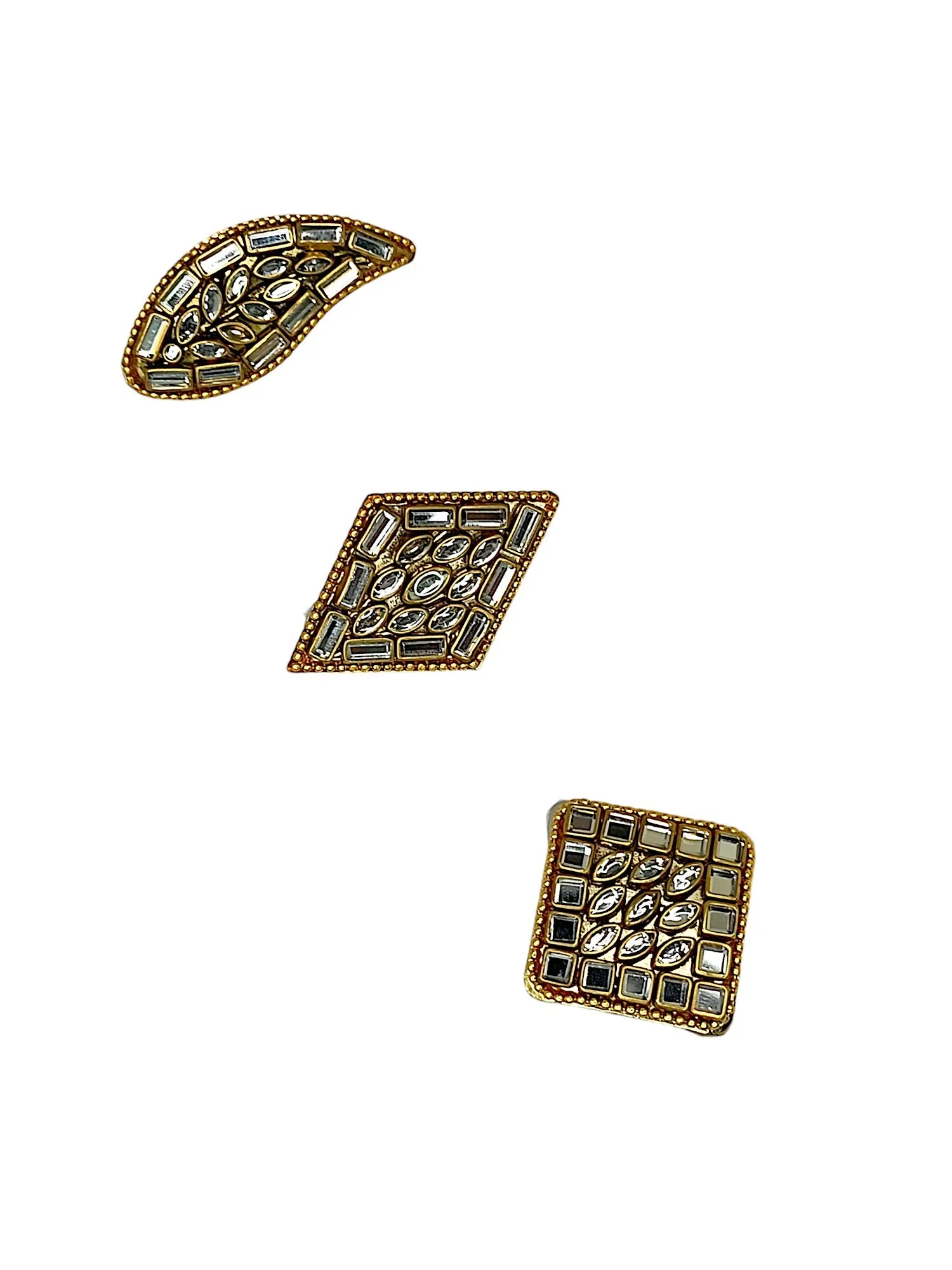 Crystal Saree Pin Set with Gold-Toned Finish