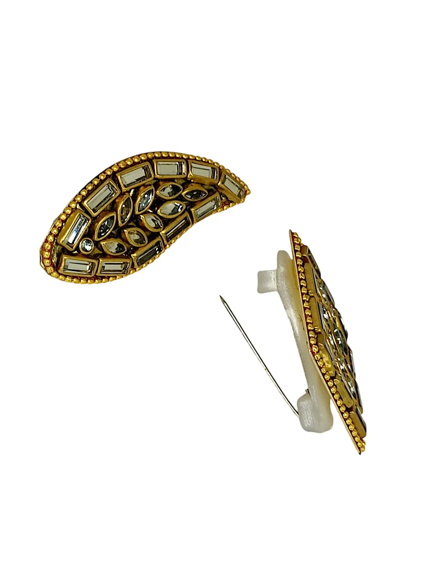 Crystal Saree Pin Set with Gold-Toned Finish