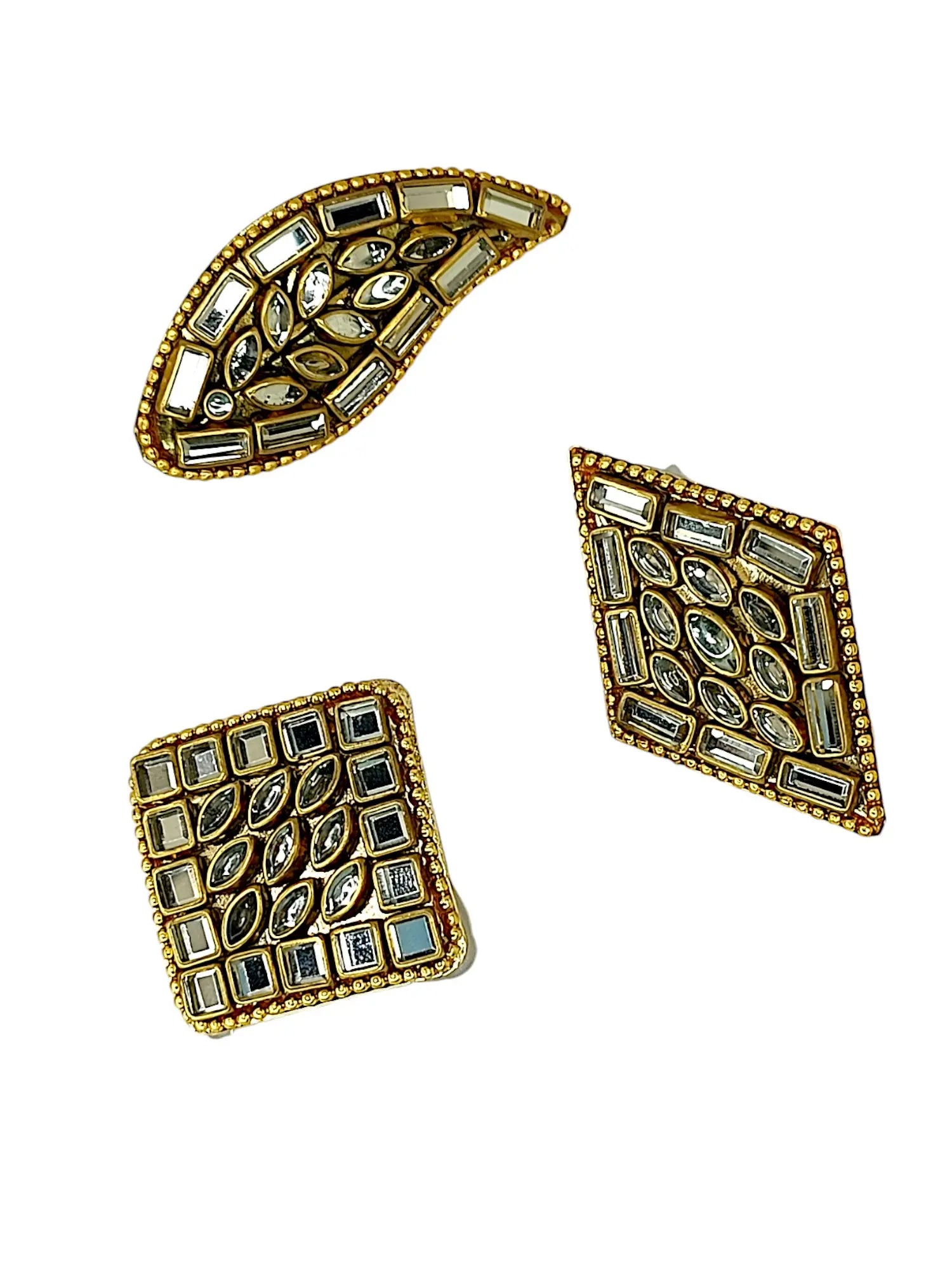 Crystal Saree Pin Set with Gold-Toned Finish