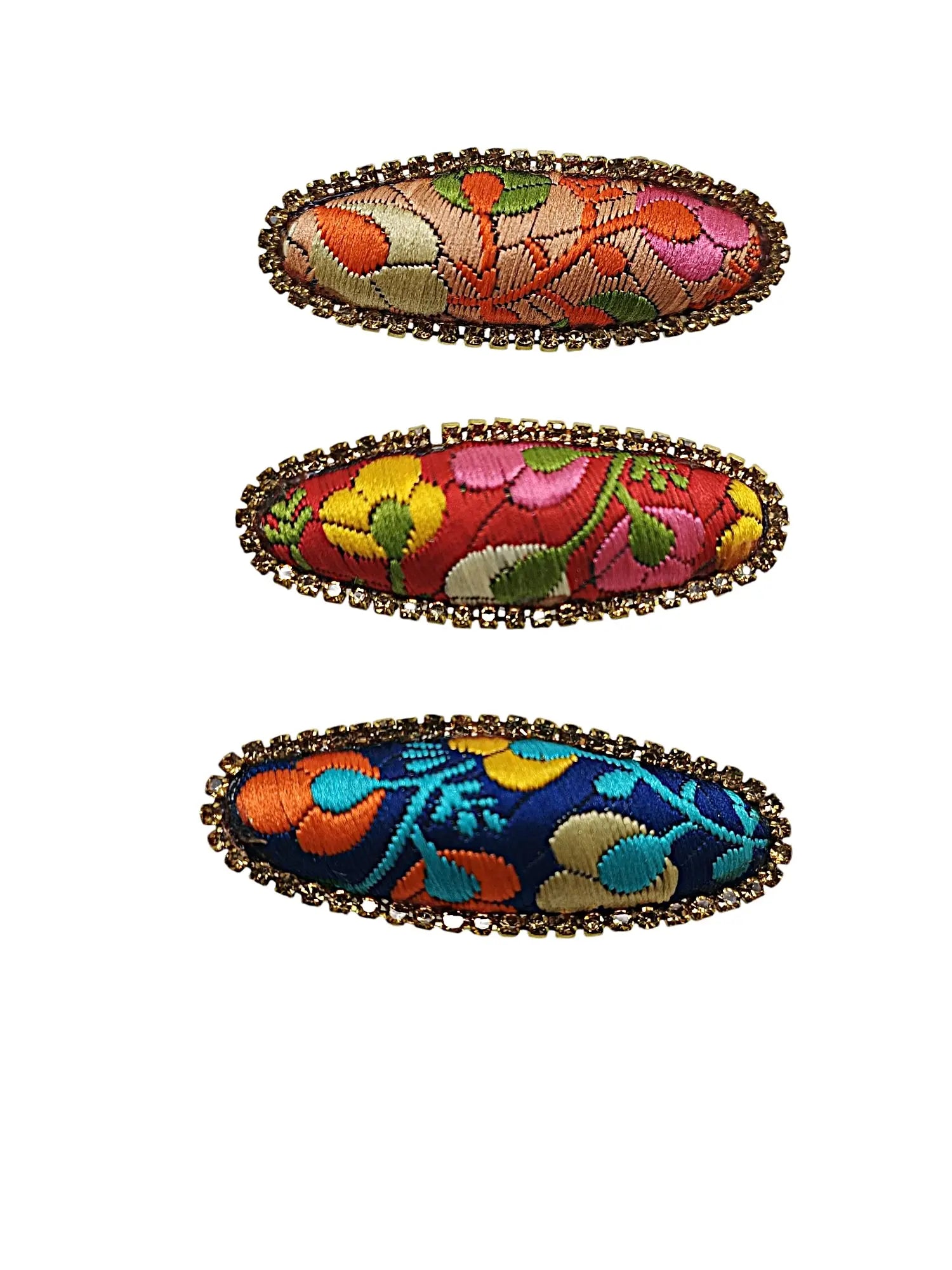 Multicolor Oval Saree Pin Sets with Floral Patterns