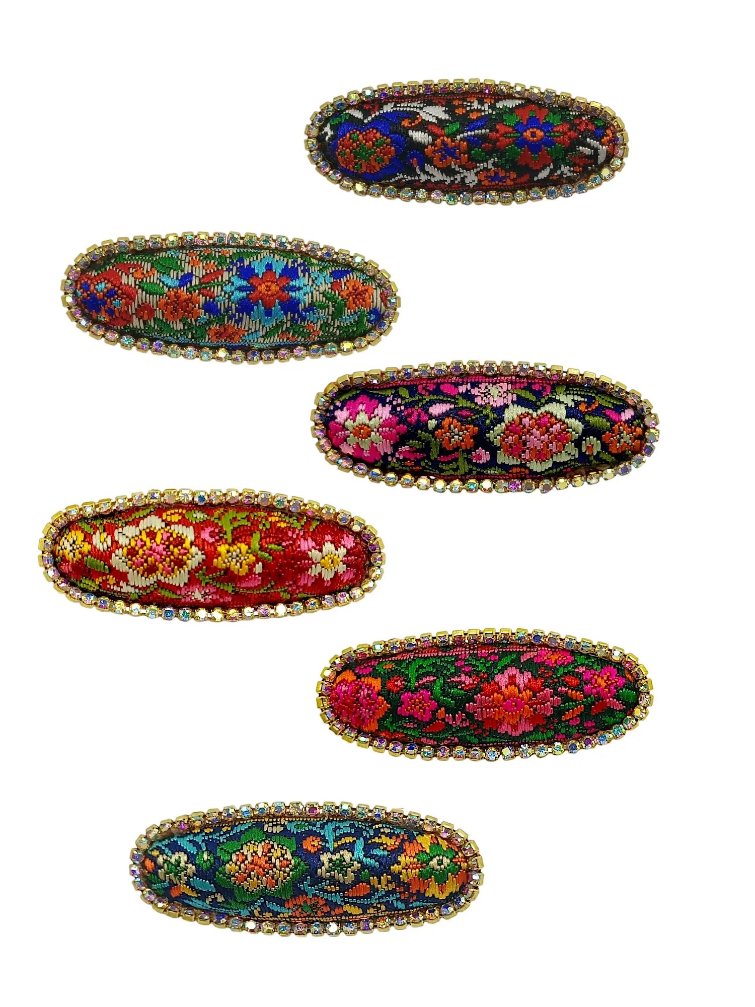 Multicolor Oval Embroidered Saree Pin Sets
