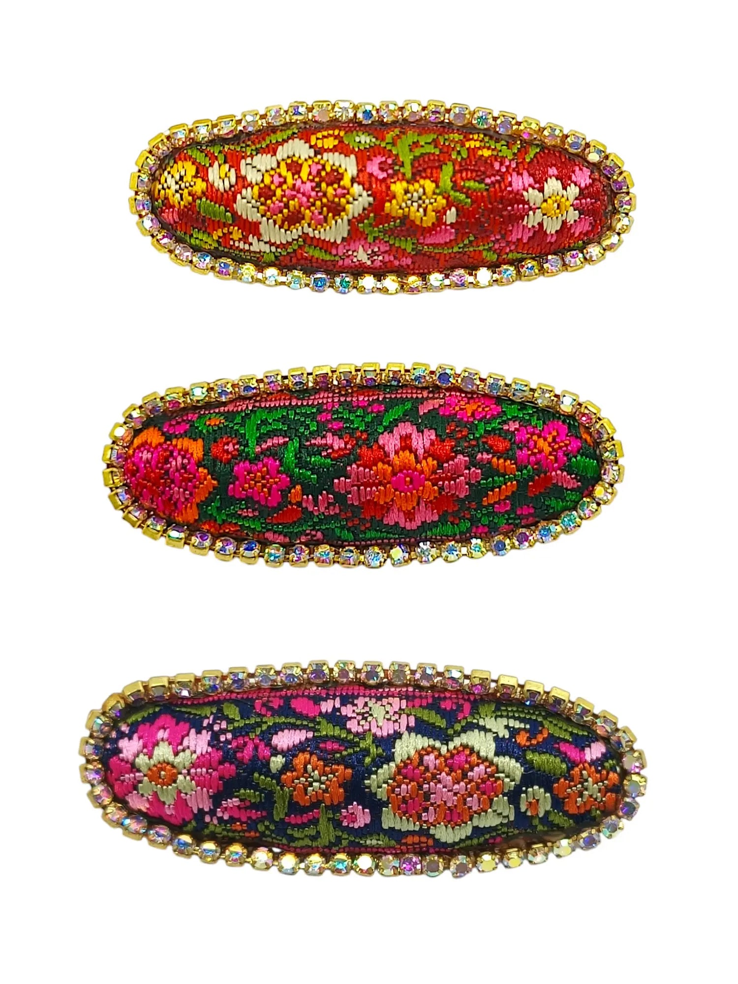 Multicolor Oval Embroidered Saree Pin Sets