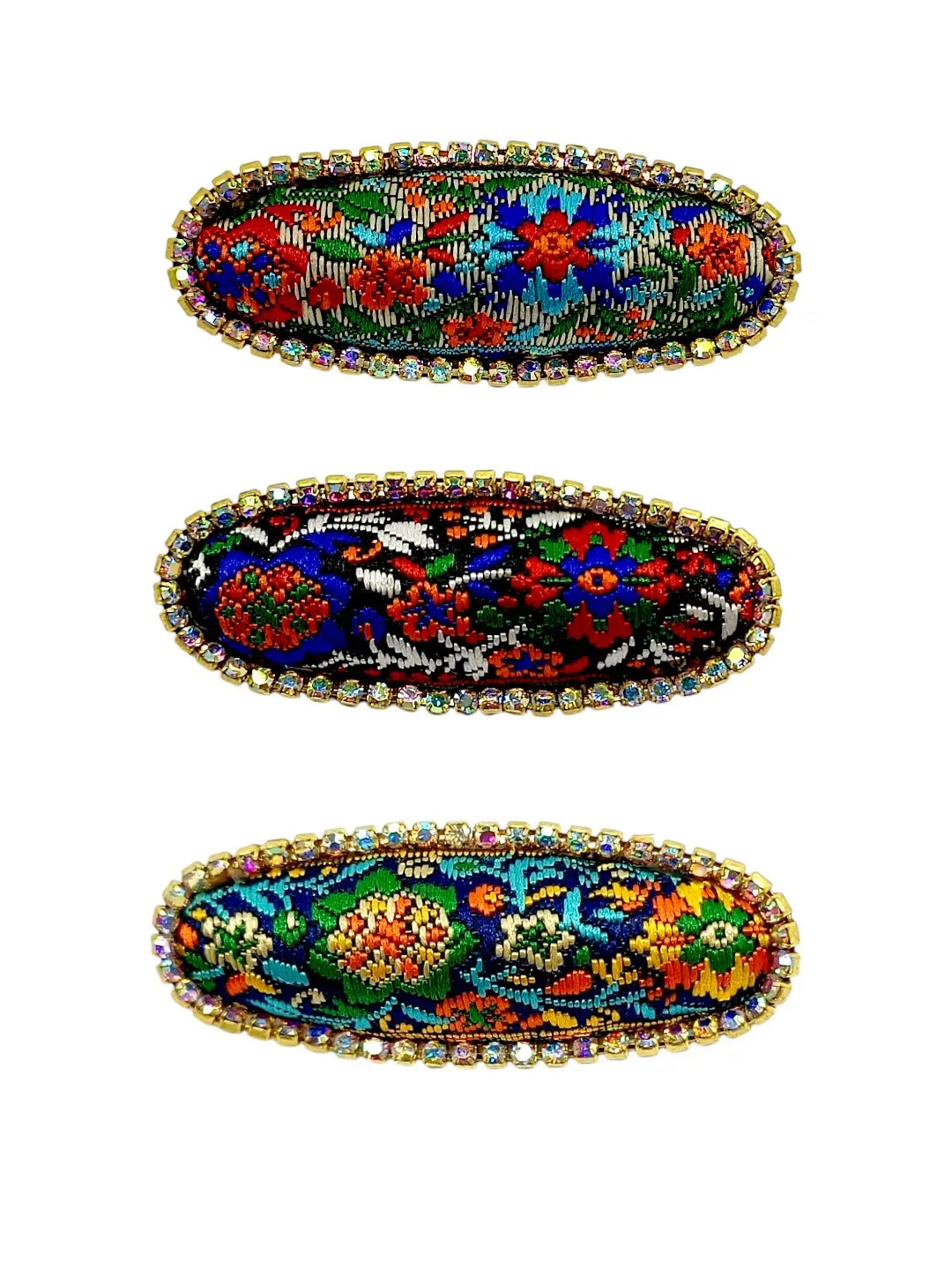 Multicolor Oval Embroidered Saree Pin Sets