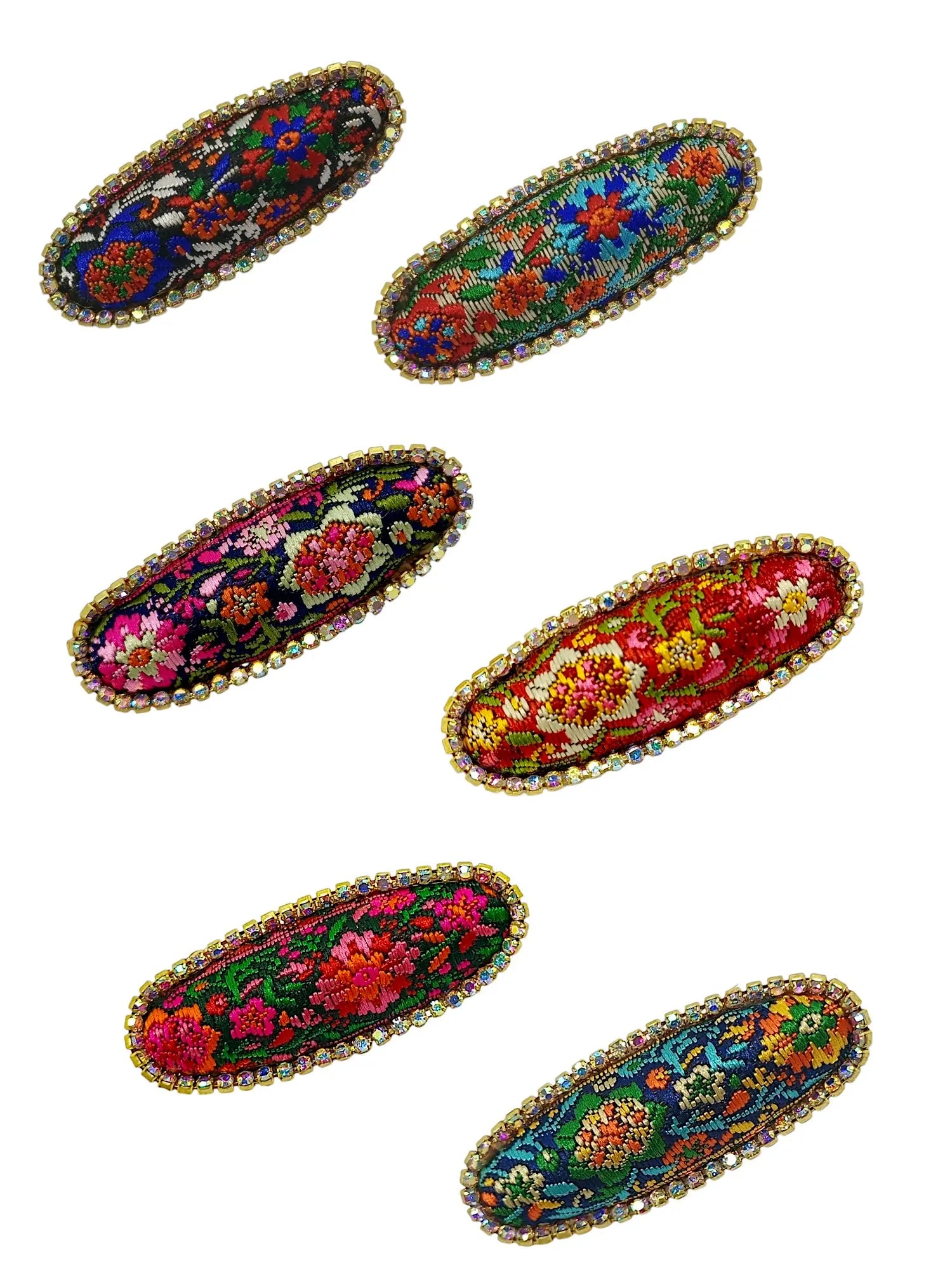 Multicolor Oval Embroidered Saree Pin Sets