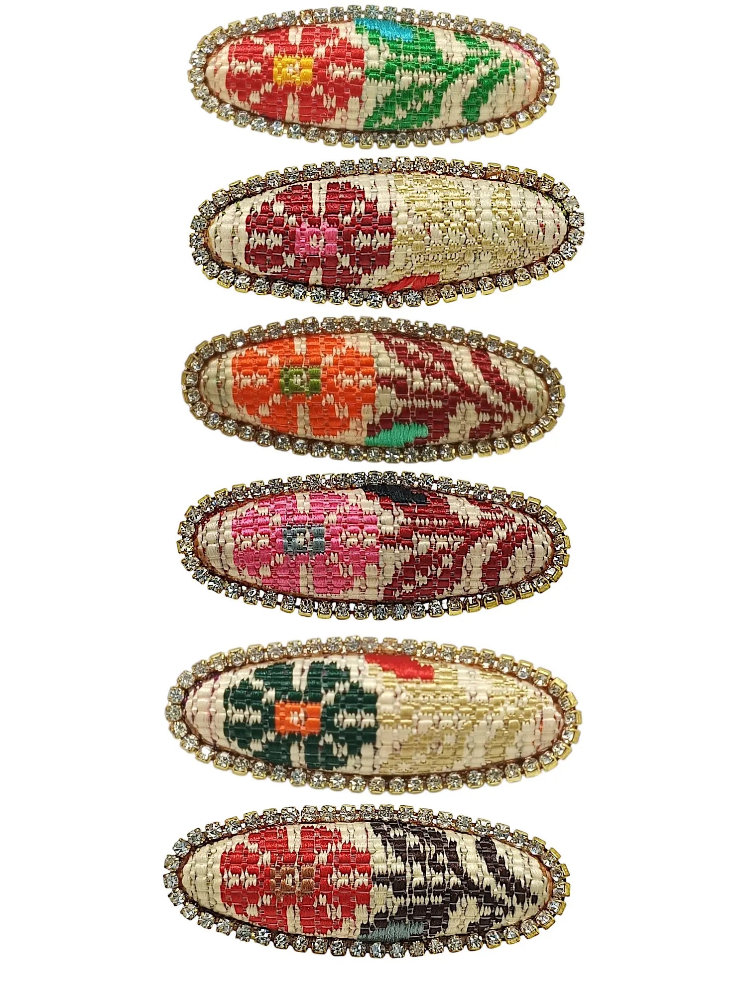 Multicolor Oval Saree Pin Sets with Floral Patterns
