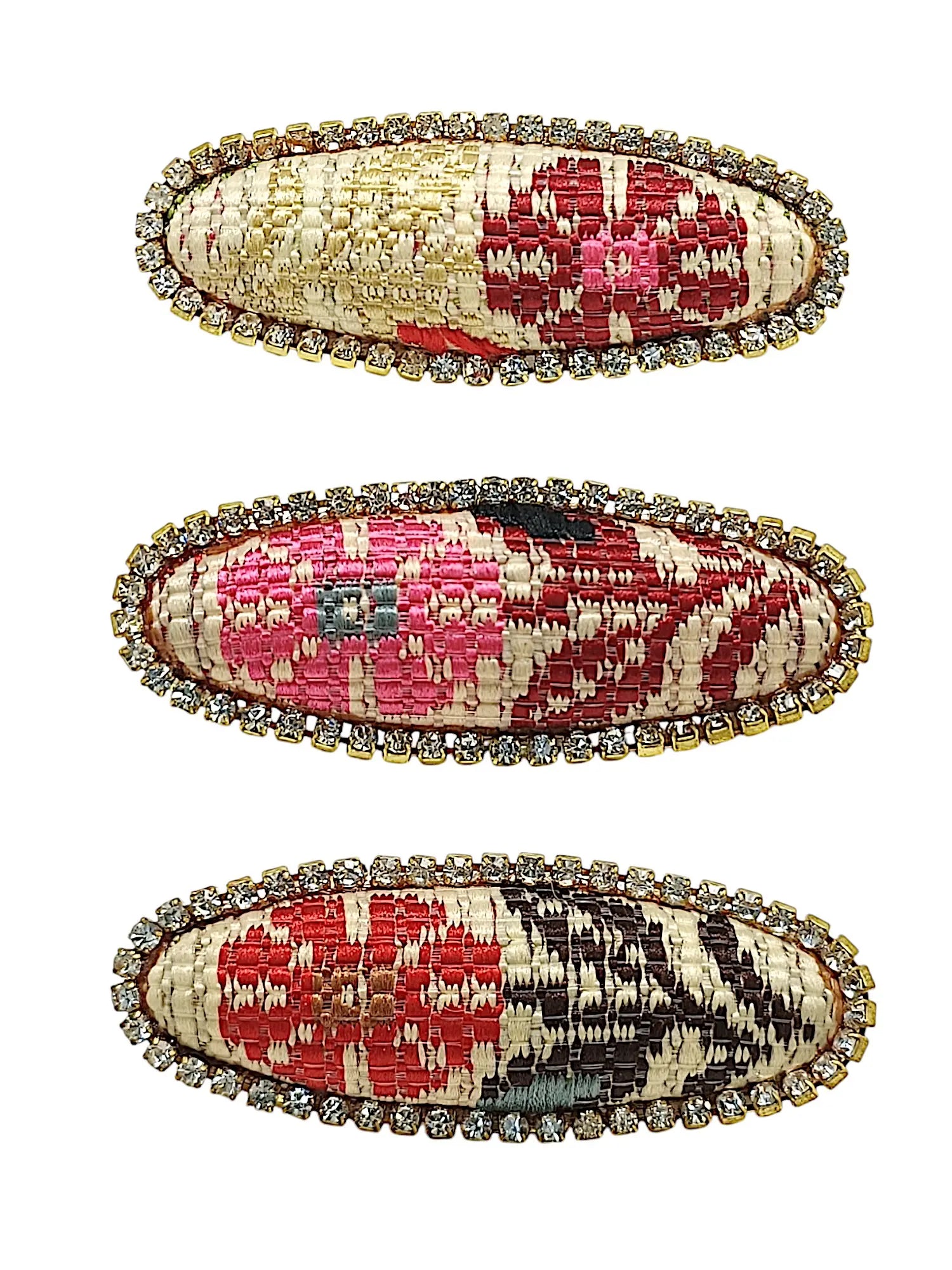 Multicolor Oval Saree Pin Sets with Floral Patterns