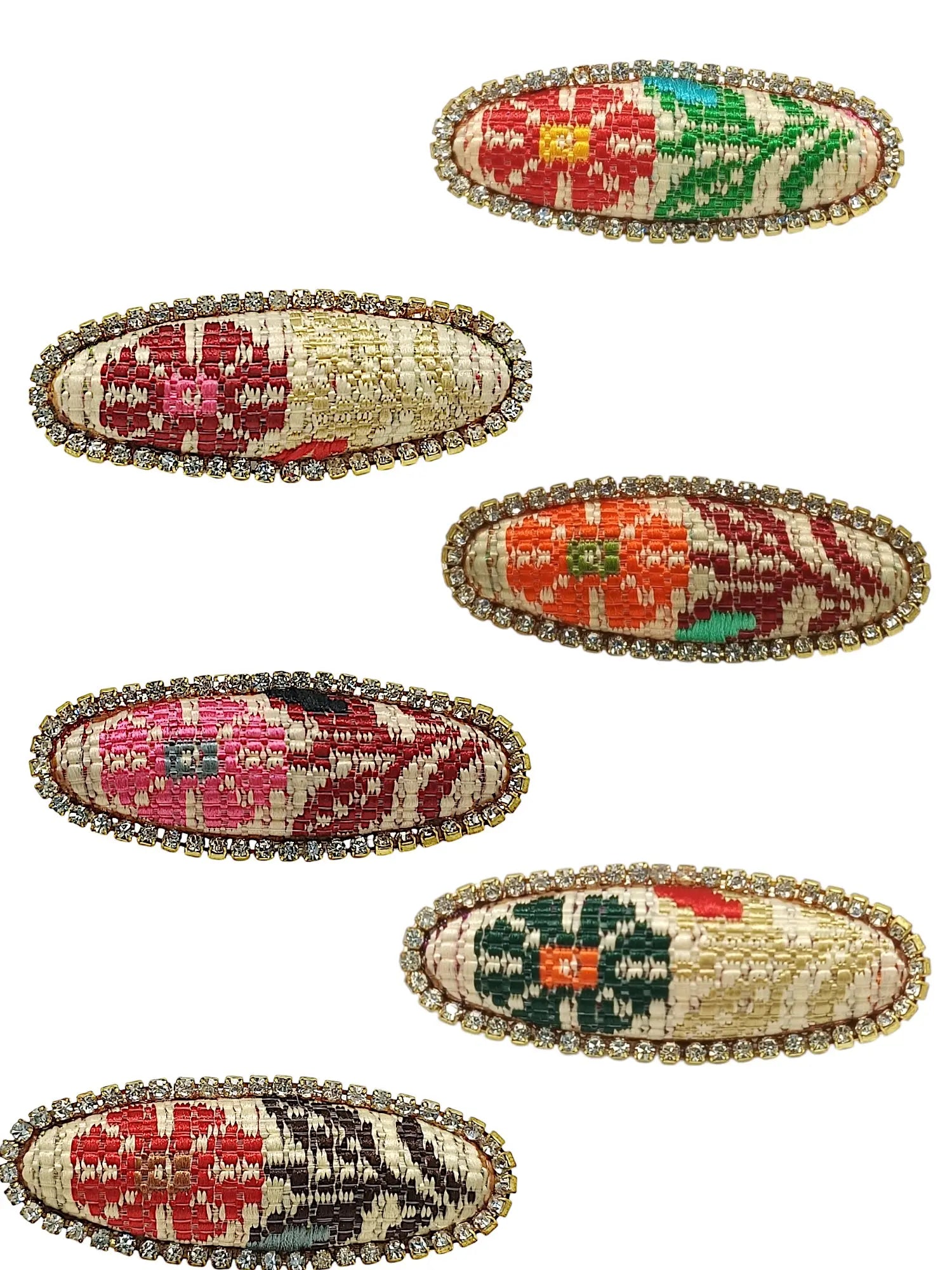 Multicolor Oval Saree Pin Sets with Floral Patterns