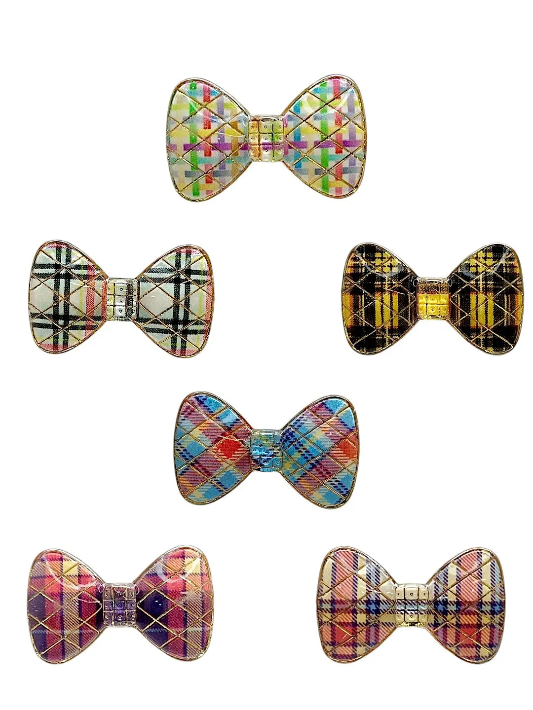 Multicolor Plaid Bow Saree Pin Sets