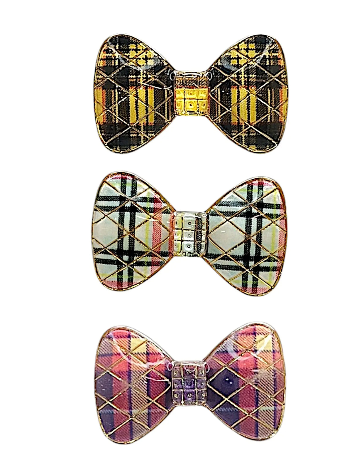 Multicolor Plaid Bow Saree Pin Sets