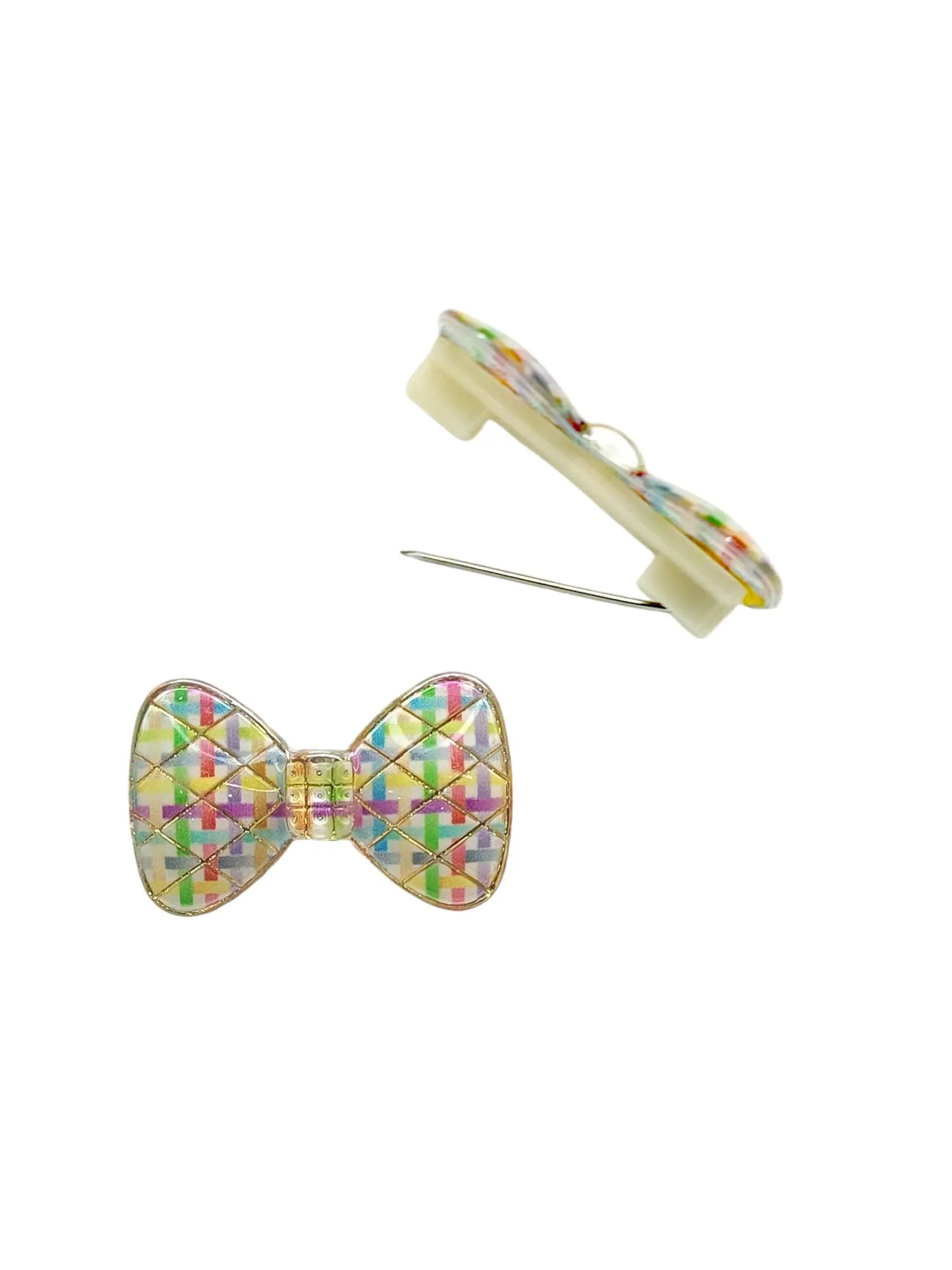 Multicolor Plaid Bow Saree Pin Sets