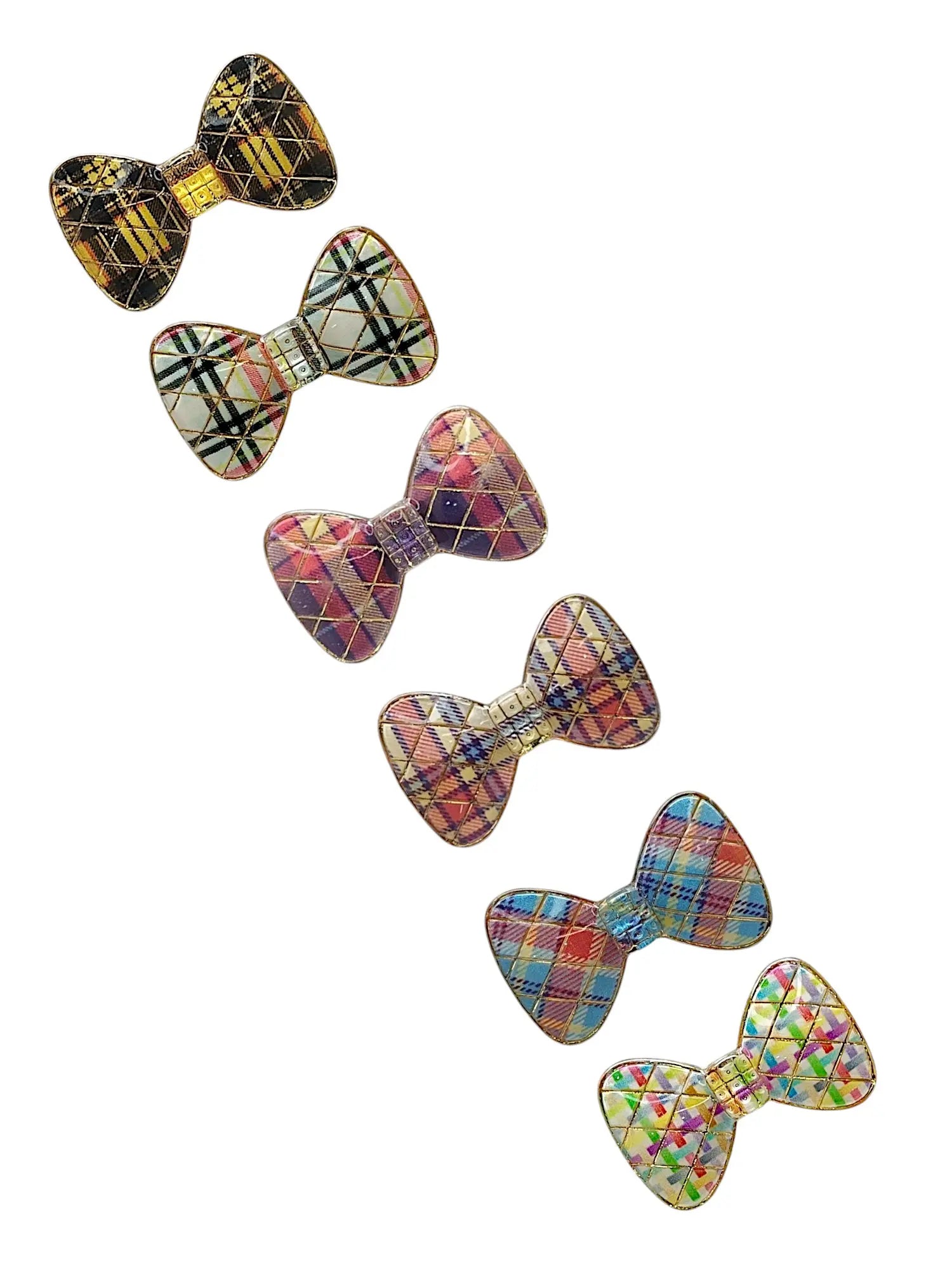 Multicolor Plaid Bow Saree Pin Sets