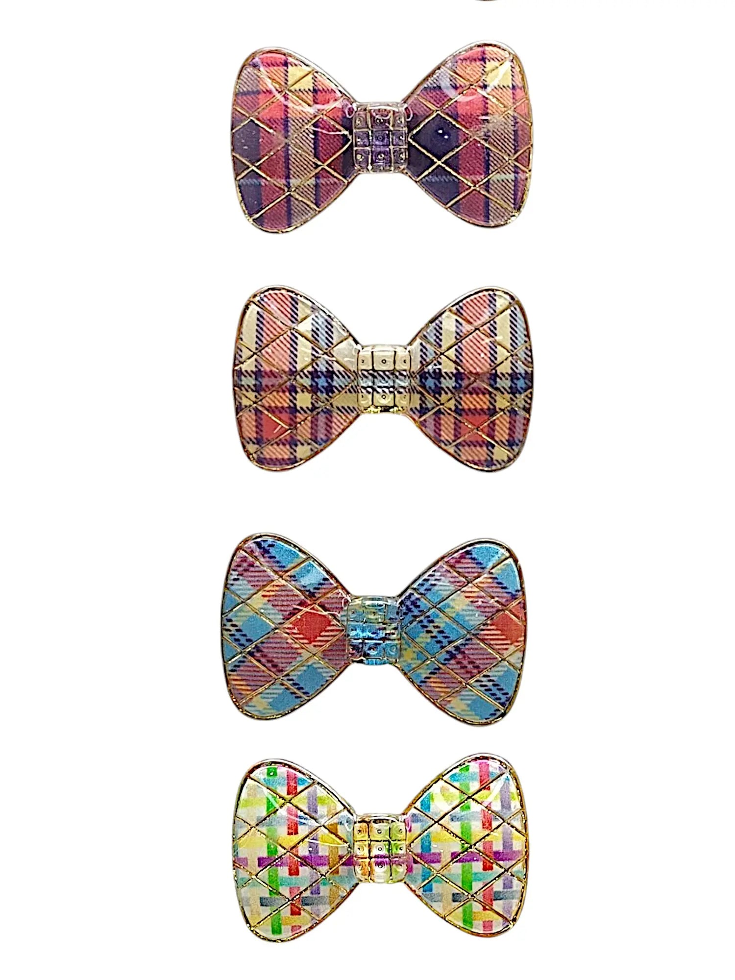 Multicolor Plaid Bow Saree Pin Sets