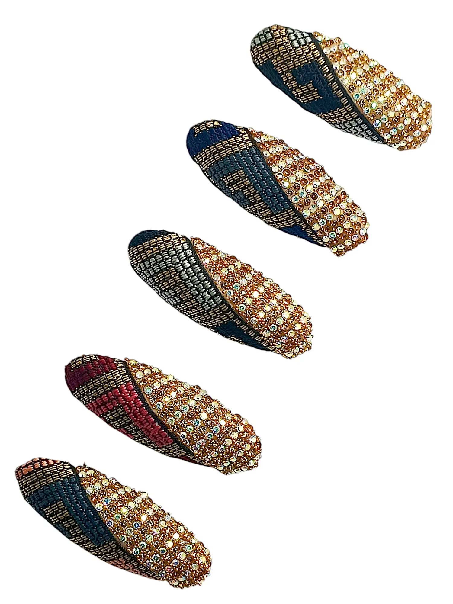 Multicolor Oval Saree Pin with Geometric Patterns