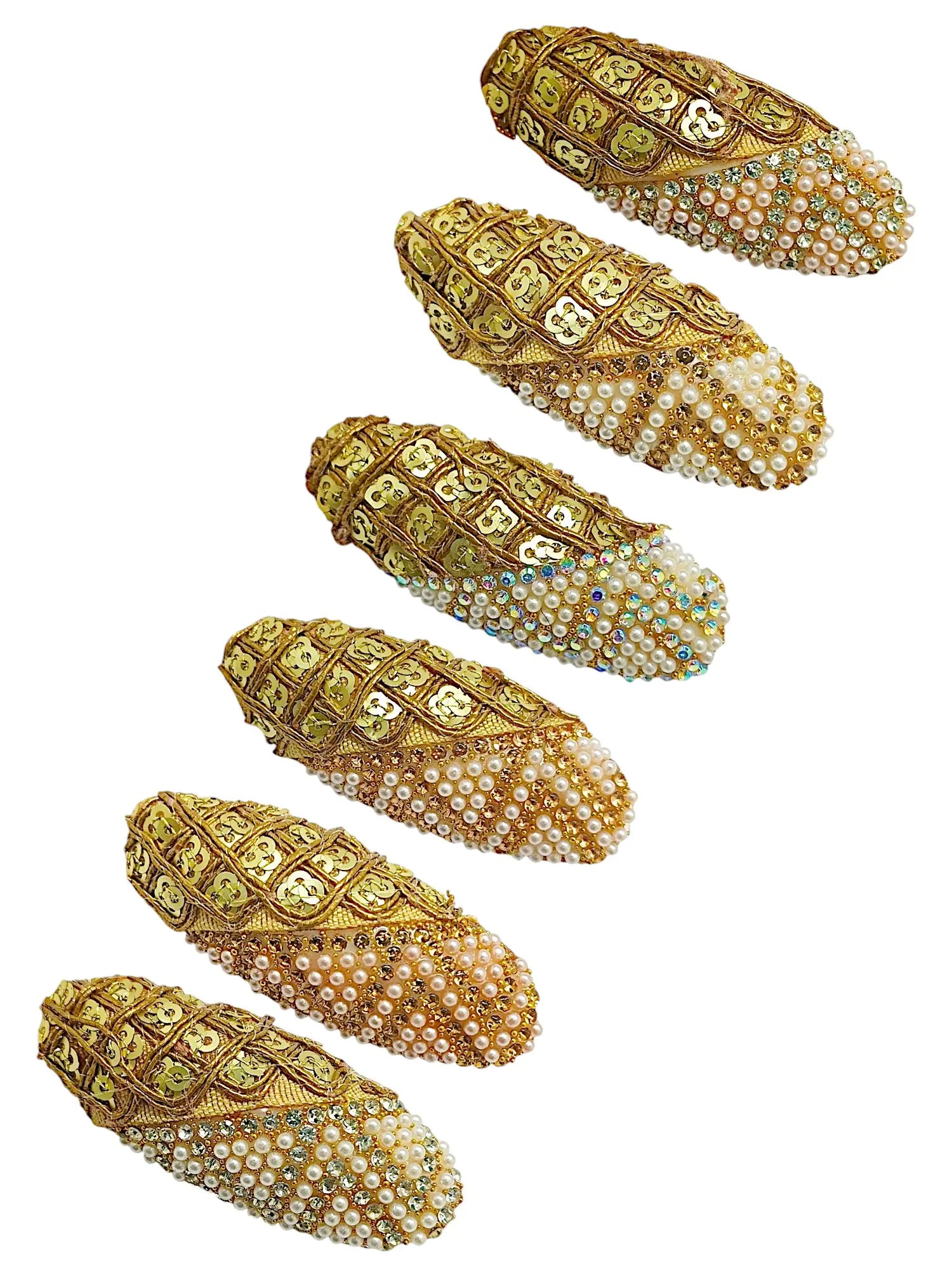 Gold Oval Embroidered Saree Pin Set