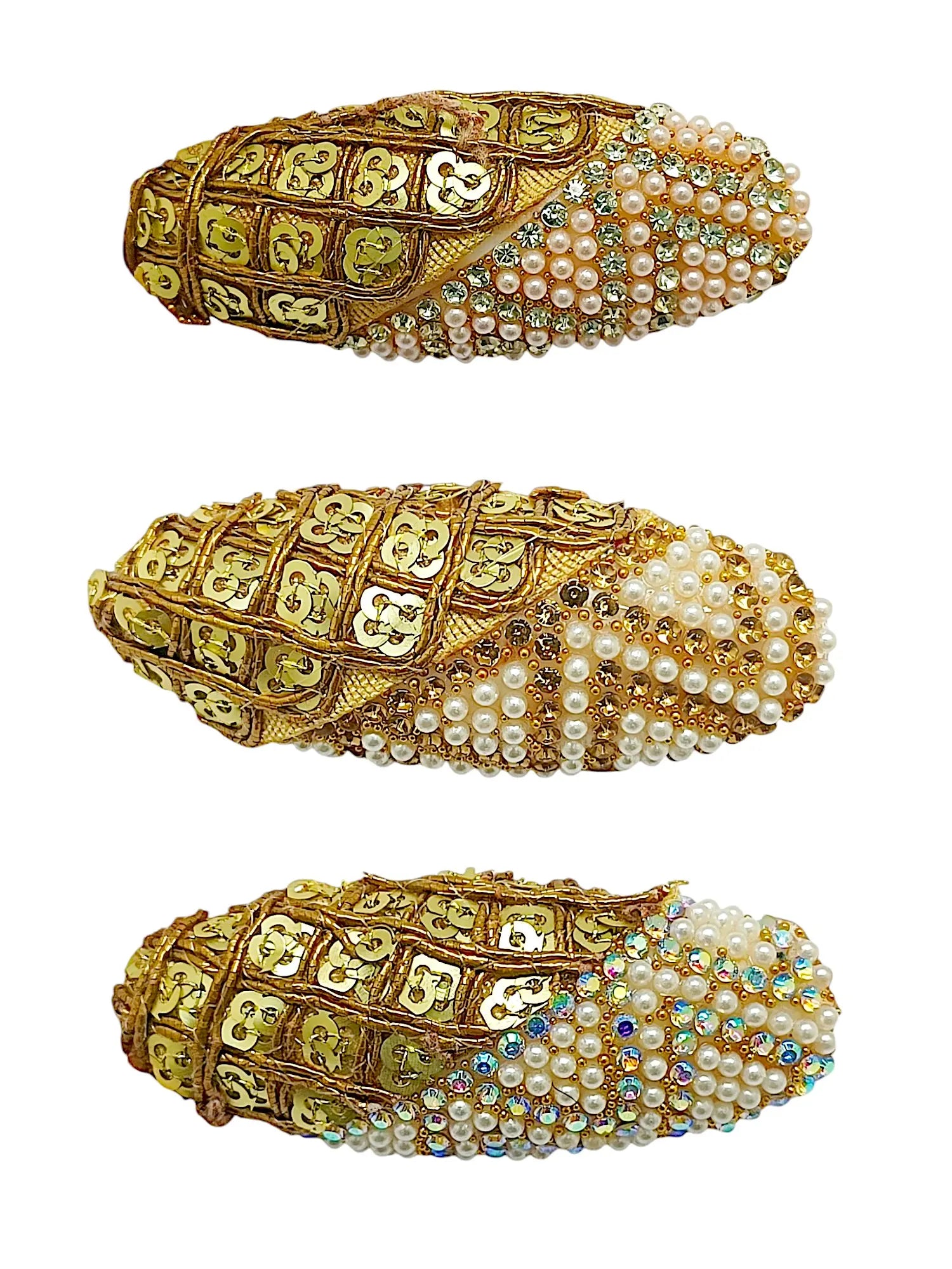 Gold Oval Embroidered Saree Pin Set