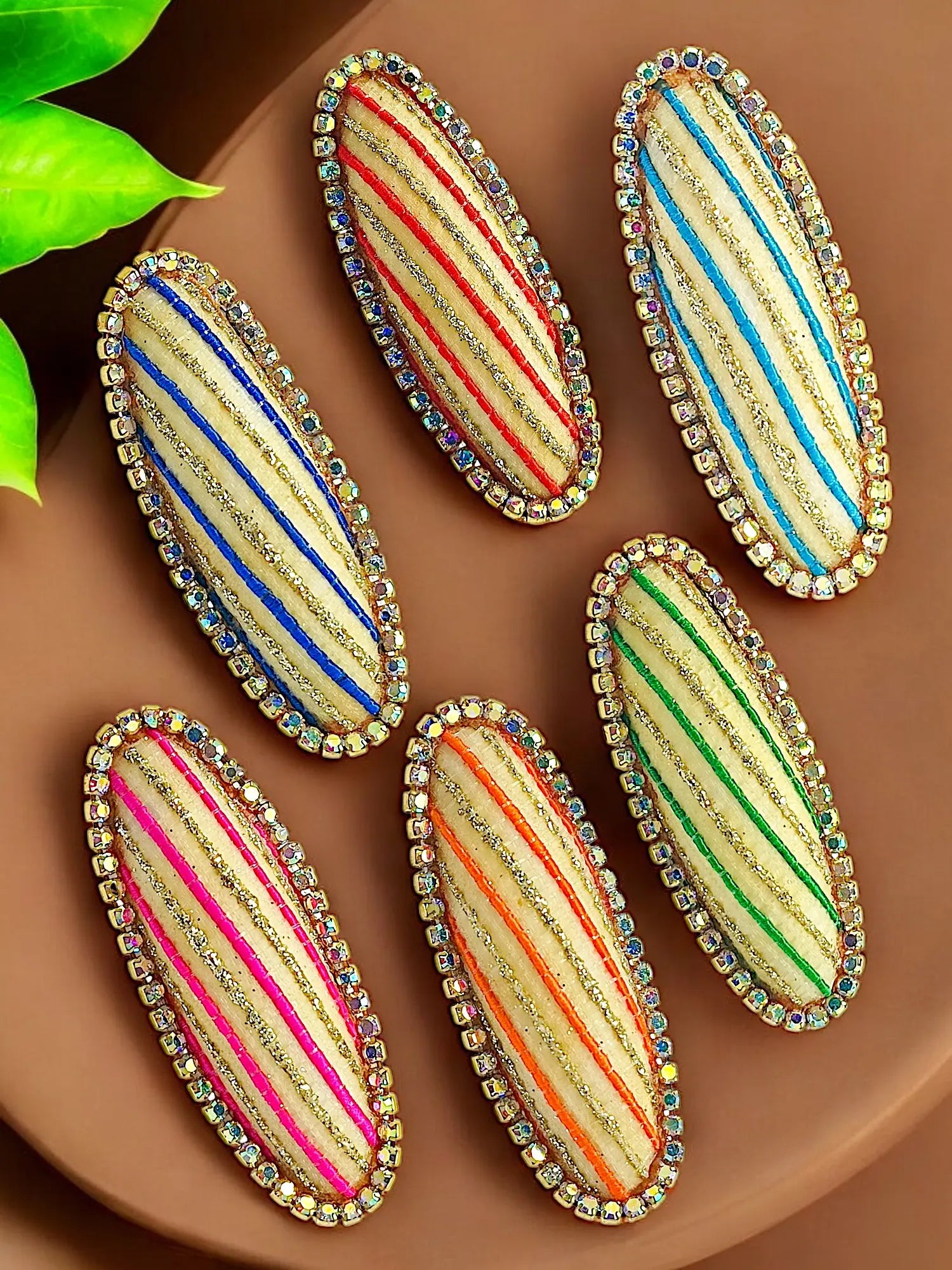 Multicolor Vibrant Striped Saree Pin Sets