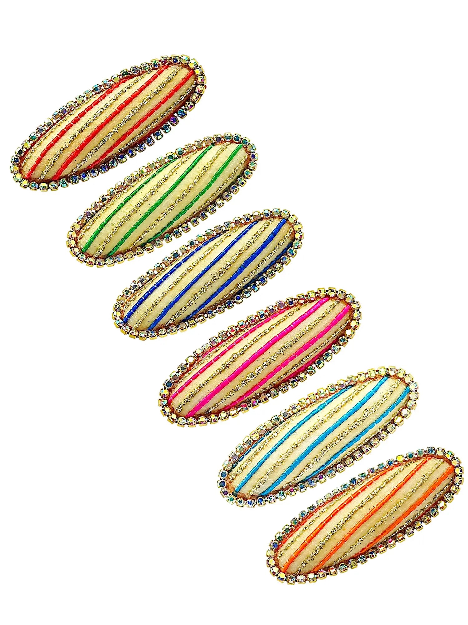 Multicolor Vibrant Striped Saree Pin Sets