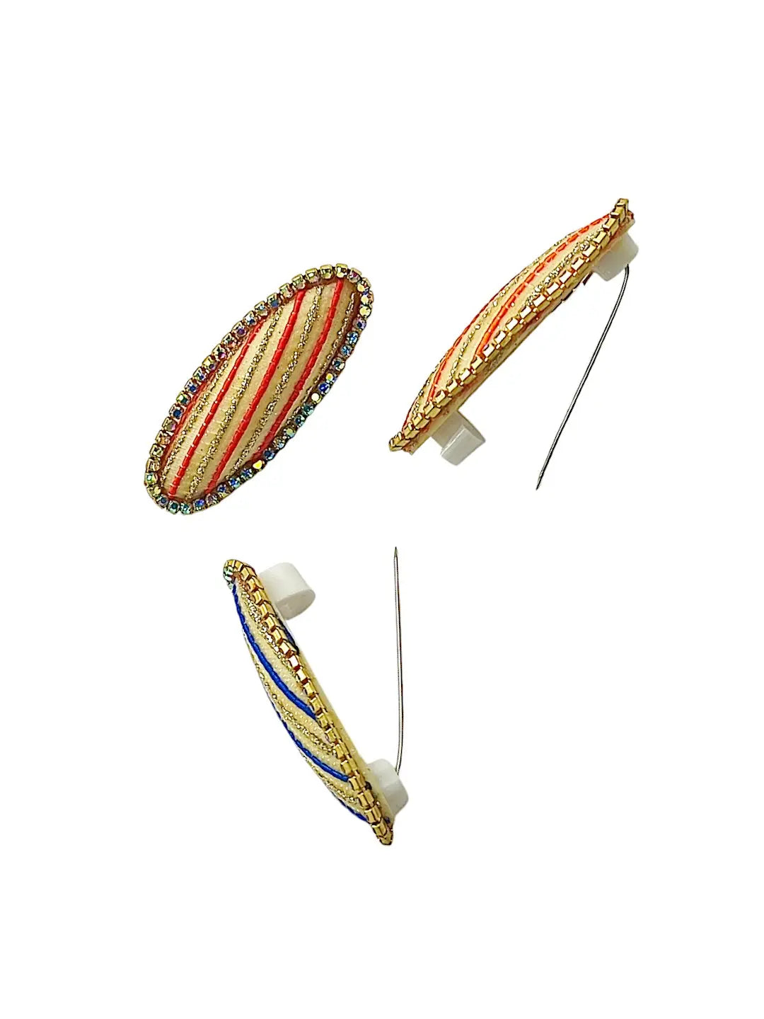 Multicolor Vibrant Striped Saree Pin Sets