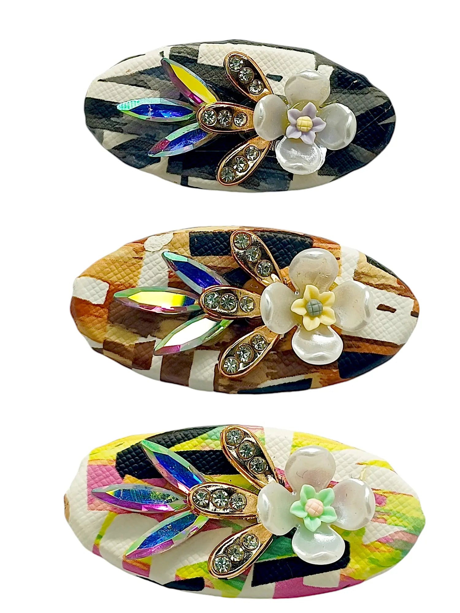 Multicolor Oval Saree Pin Sets with Floral Patterns