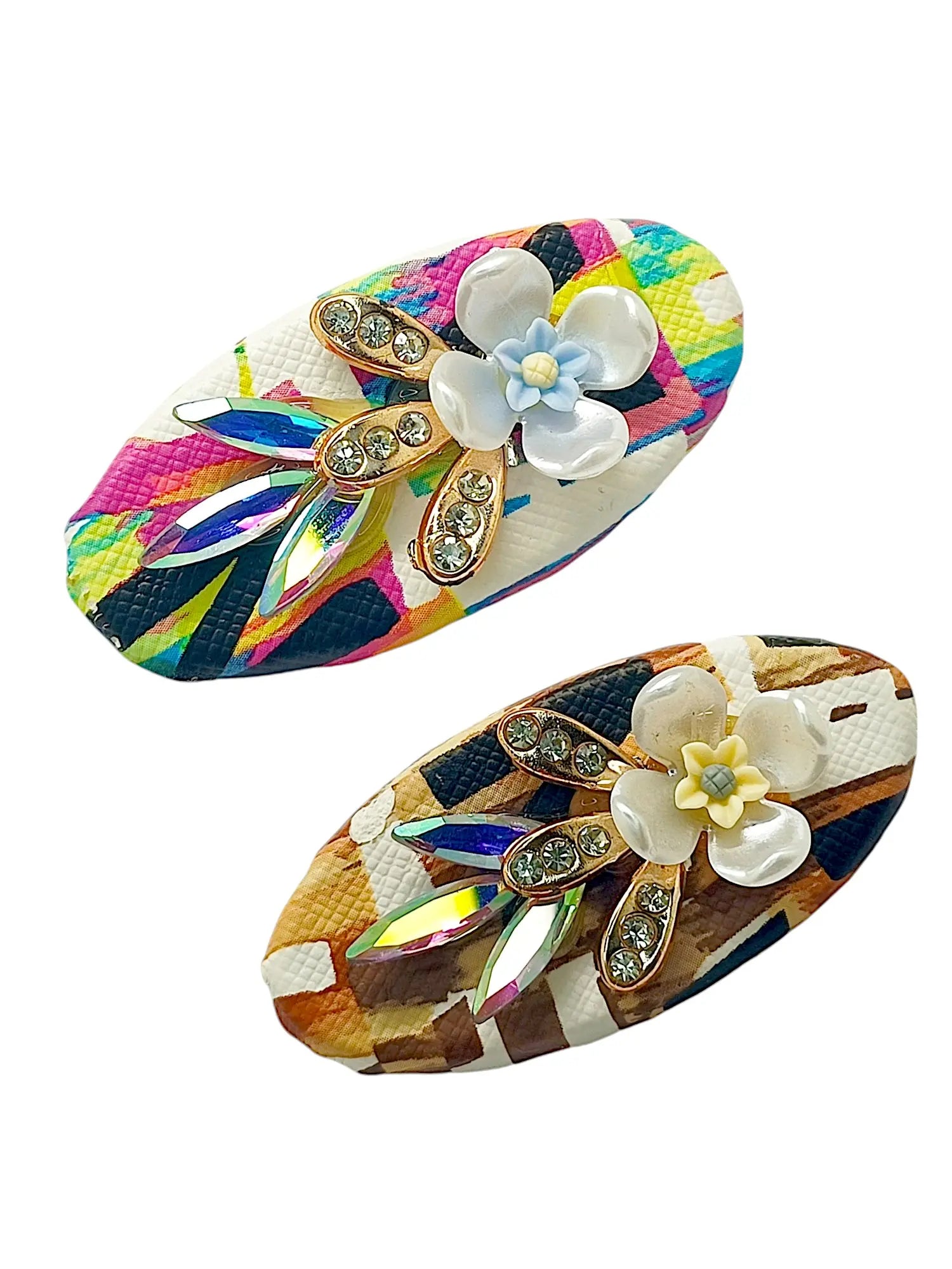 Multicolor Oval Saree Pin Sets with Floral Patterns