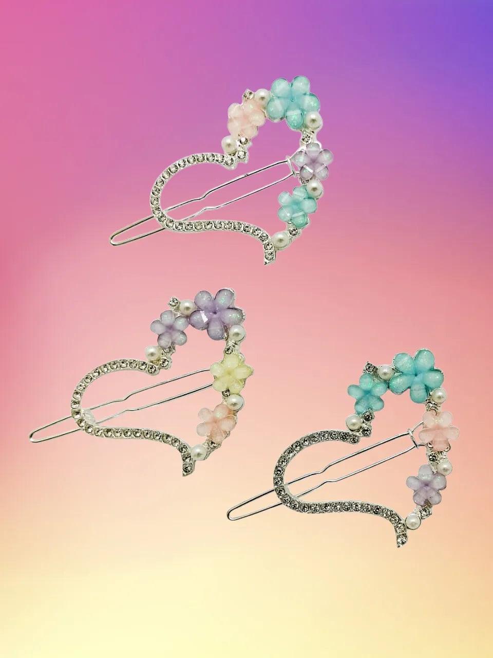 Set of 3 Floral Embellished Bobby Pins