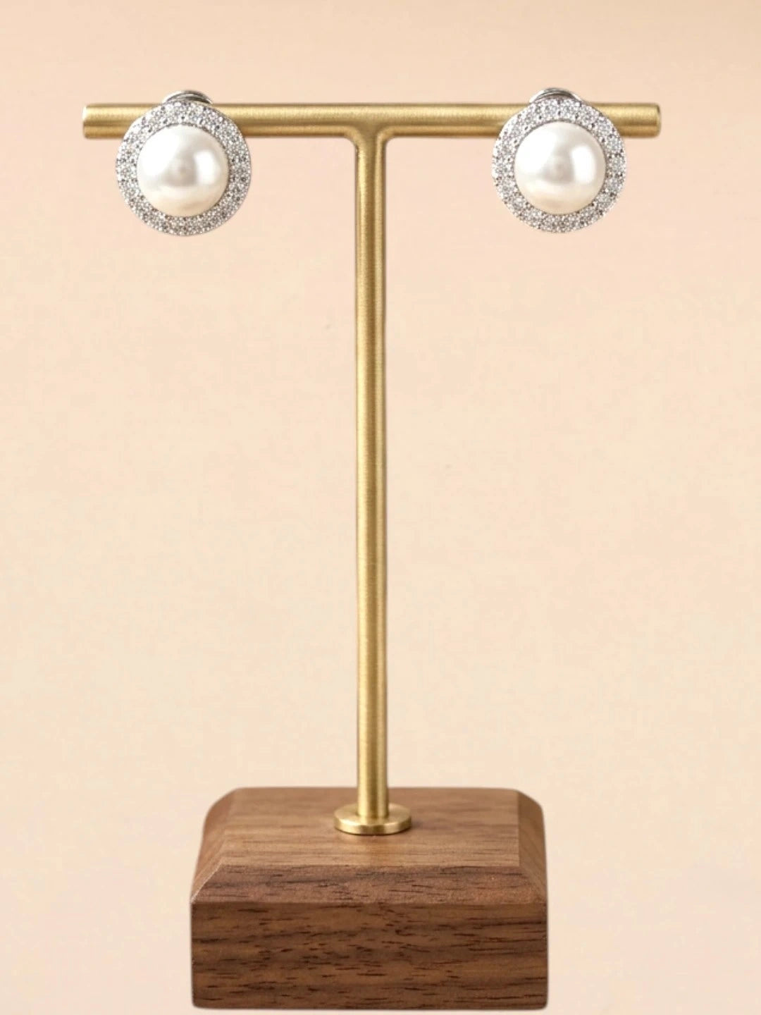 Silver Plated CZ Halo Design Stud Earrings