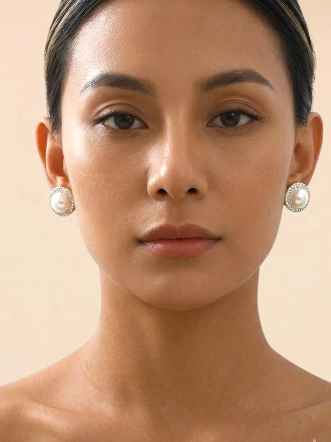 Silver Plated CZ Halo Design Stud Earrings