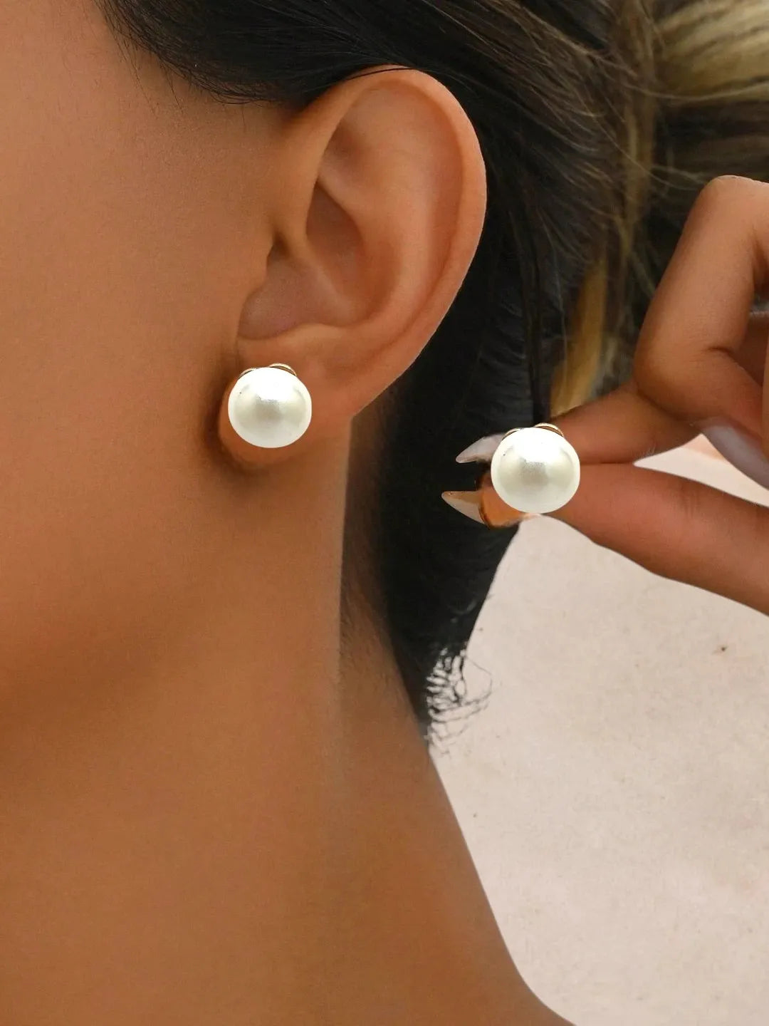 Gold Plated Beads Stud Earrings