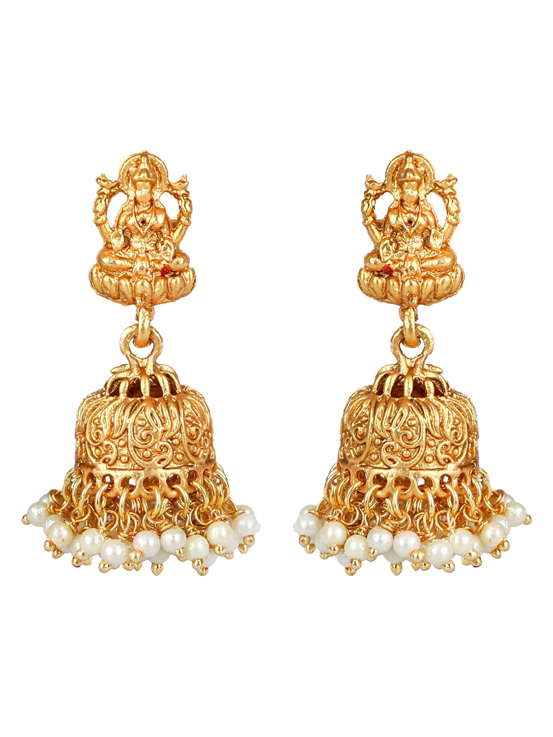 Gold Plated Pearl Choker Temple Necklace Set