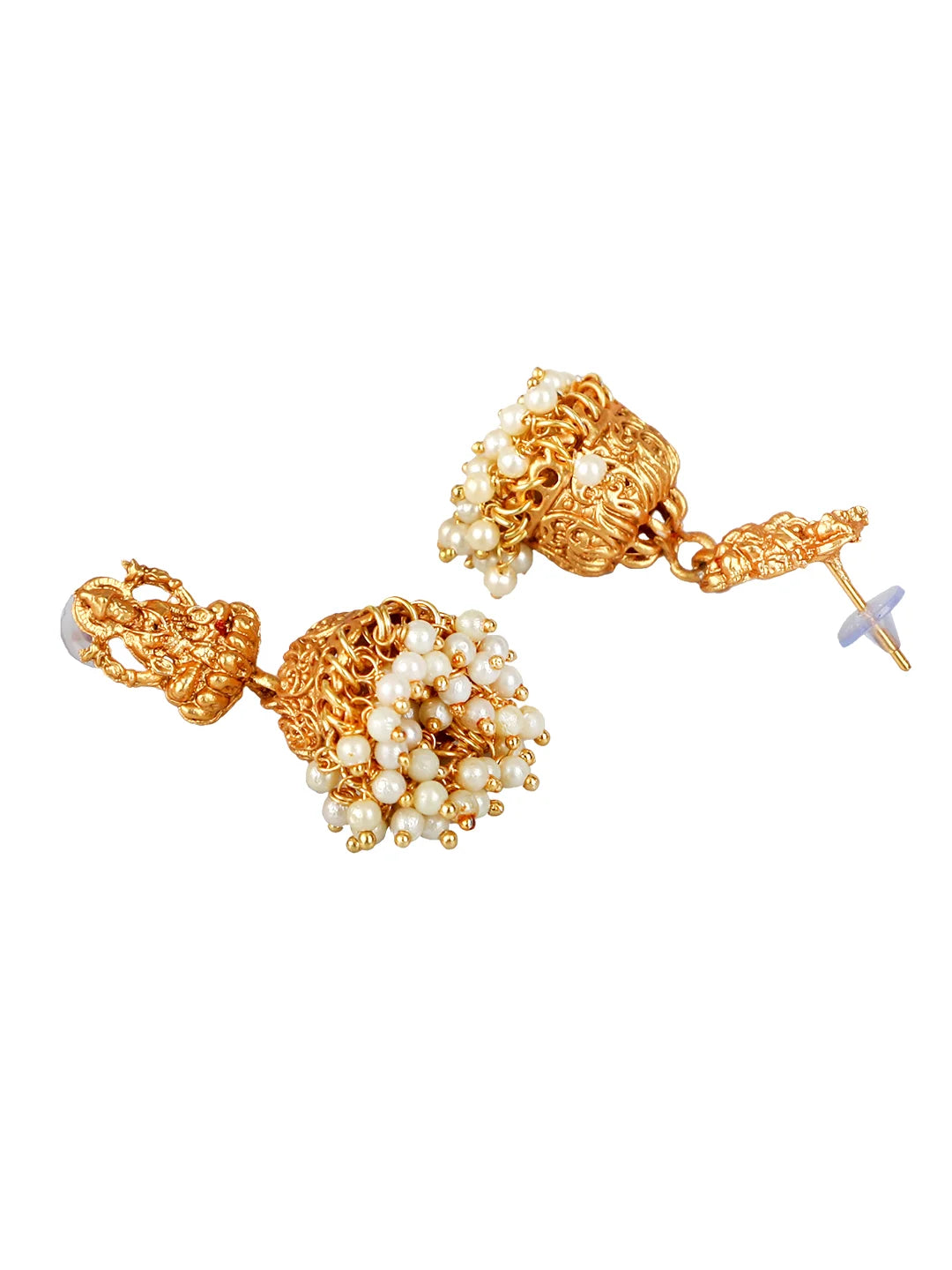 Gold Plated Pearl Choker Temple Necklace Set