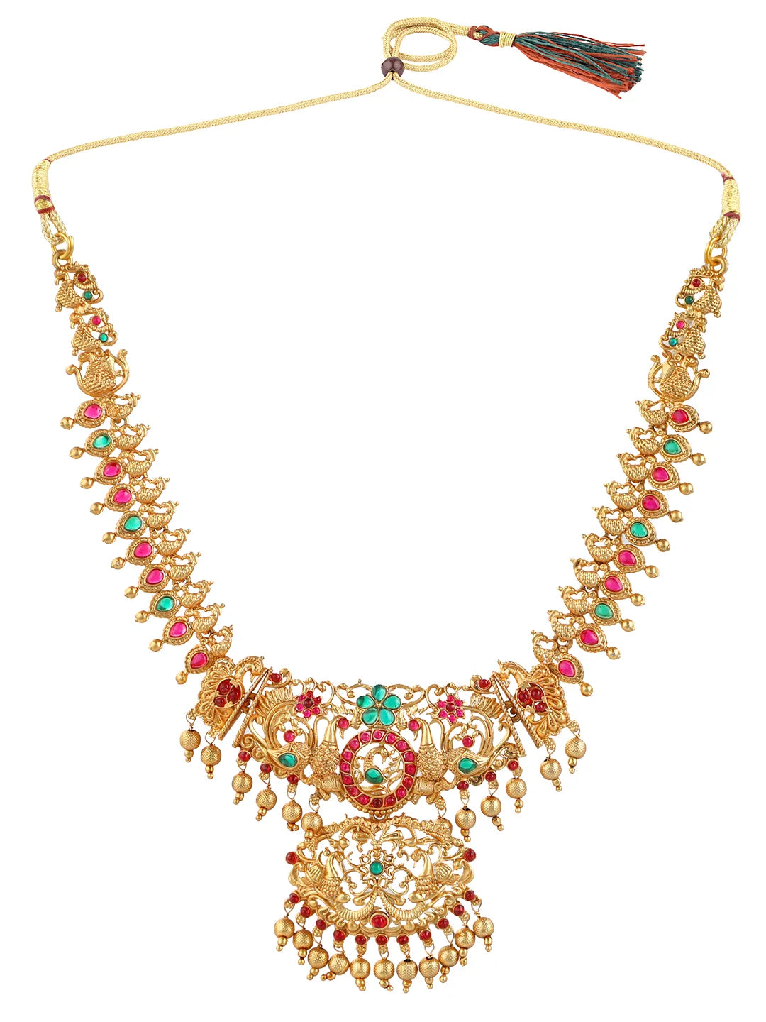 Peacock Gold Plated Temple Necklace Set