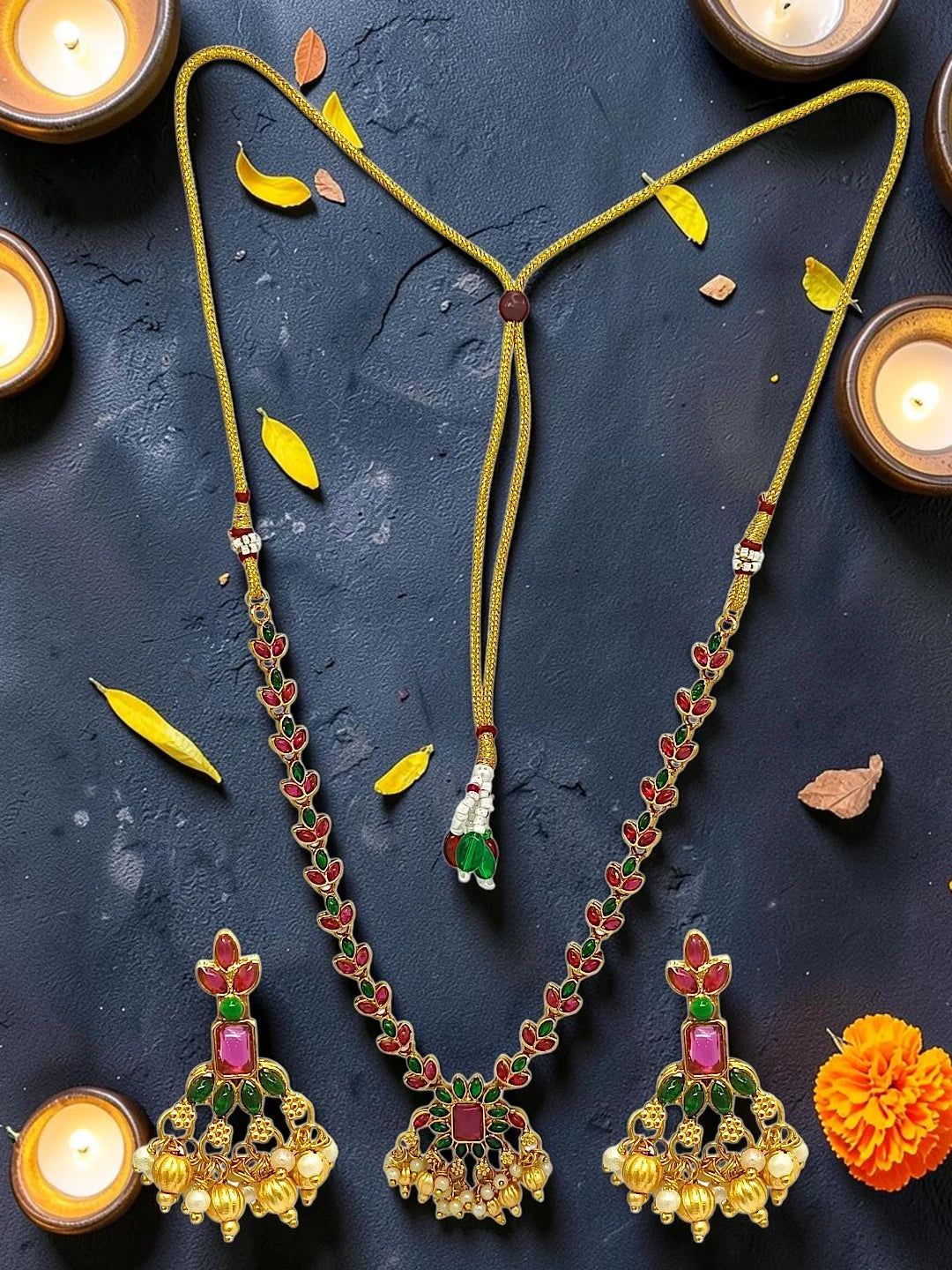 Gold-Plated Floral Delicate Necklace Set